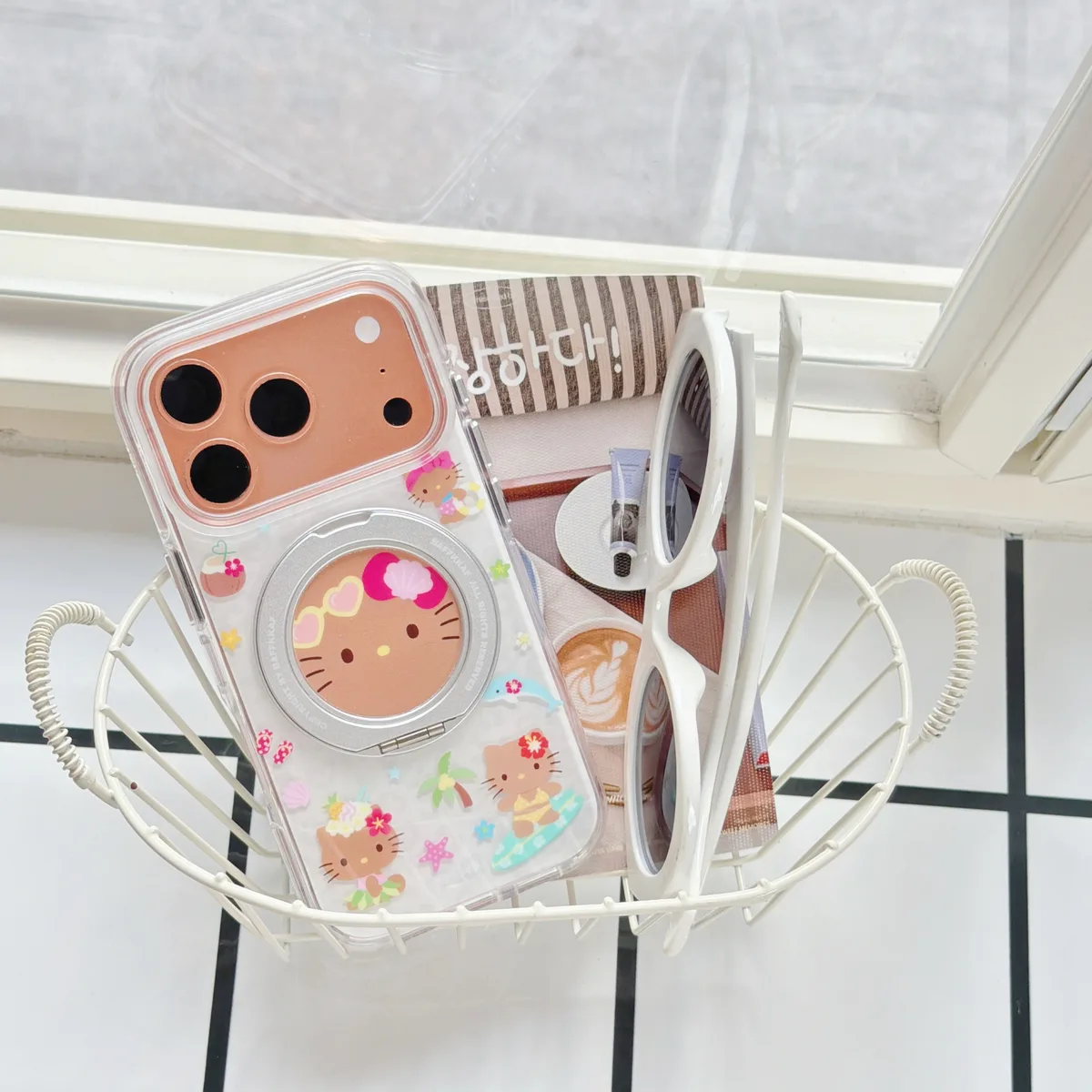 Hello Kitty Summer Beach 360 Stand Phone Case for iPhone 15/16/17 Series — MagSafe