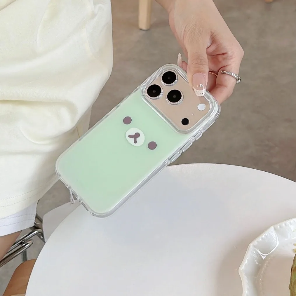 Mint Green Kawaii Bear Phone Case for iPhone 17 16 15 Pro Max