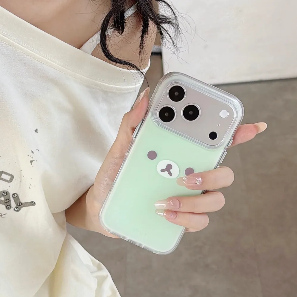 Mint Green Kawaii Bear Phone Case for iPhone 17 16 15 Pro Max