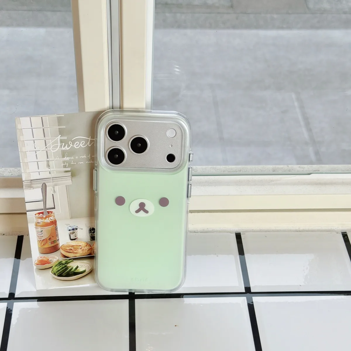Mint Green Kawaii Bear Phone Case for iPhone 17 16 15 Pro Max