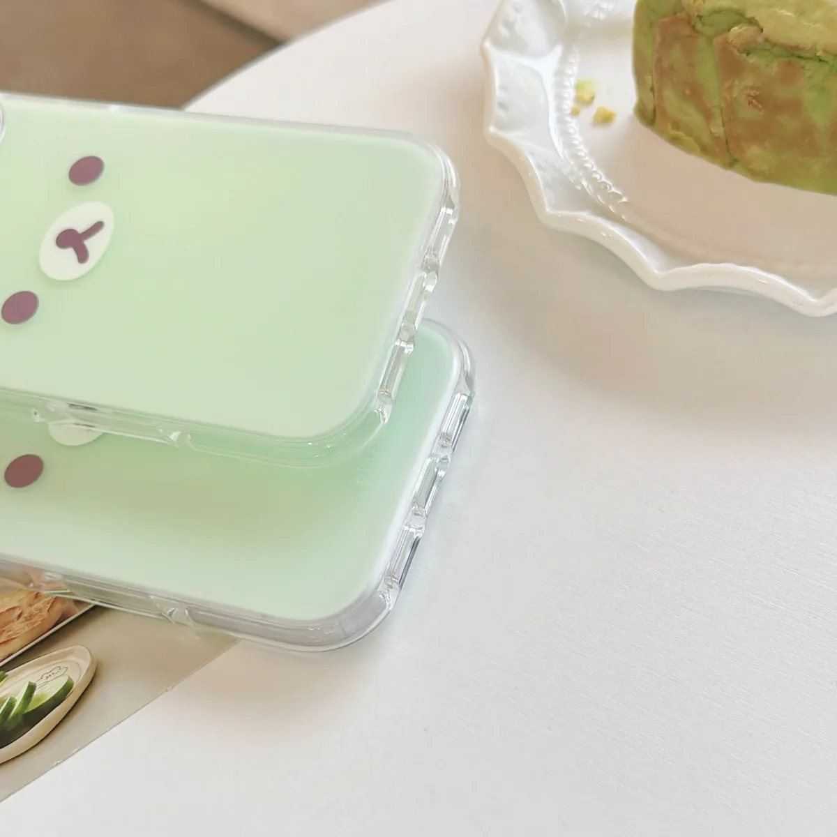 Mint Green Kawaii Bear Phone Case for iPhone 17 16 15 Pro Max