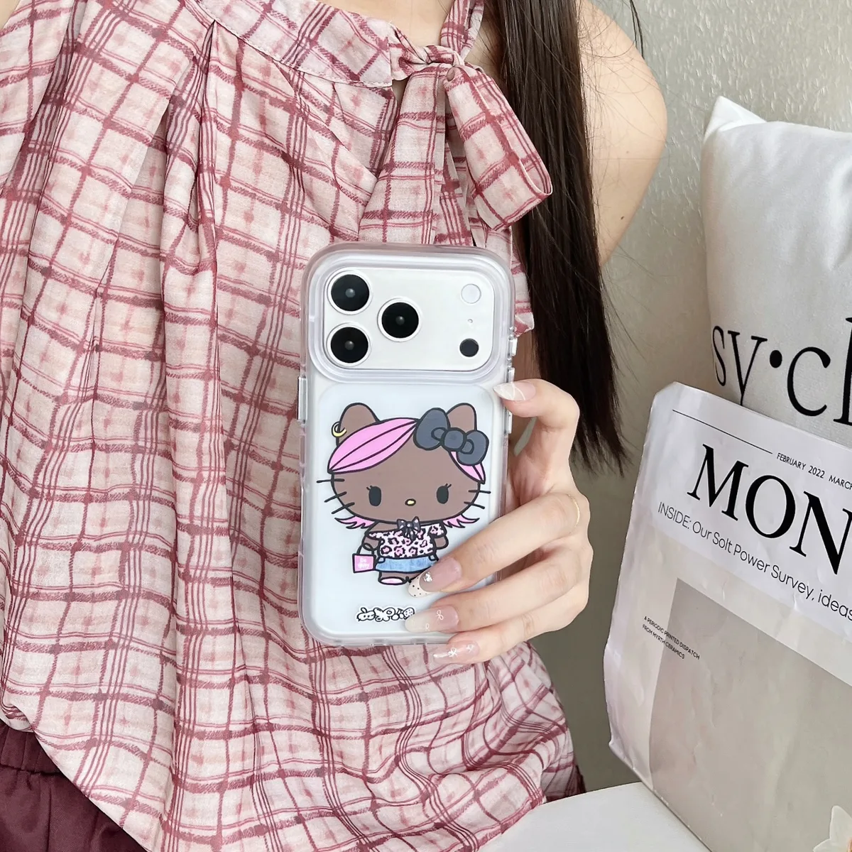 Kawaii Black Kitty Leopard Print Phone Case for iPhone 17 16 15 Pro Max