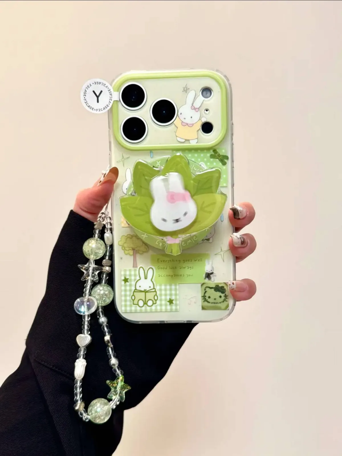 Miffy Green Leaf Charm Case Cute Kawaii Y2K for iPhone 17 16 15 14 13 Pro Max