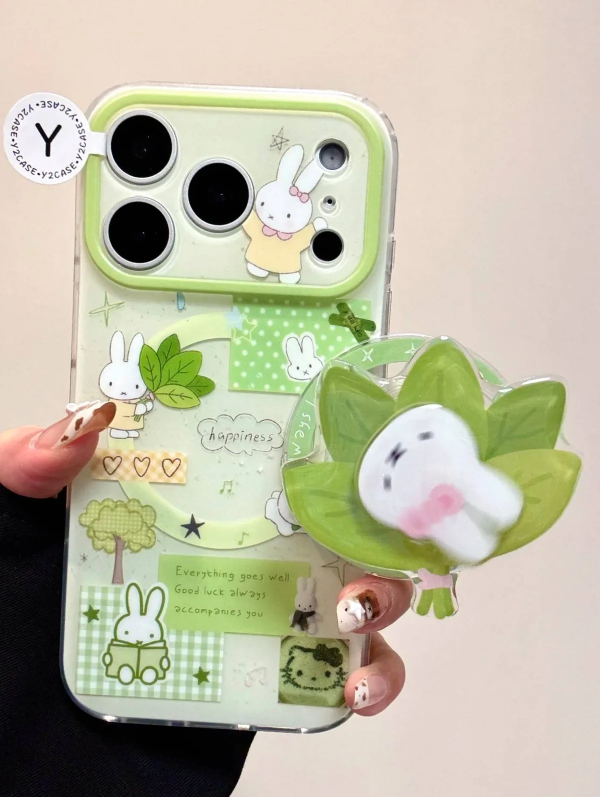 Miffy Green Leaf Charm iPhone 17 16 15 14 13 Pro Max Case Cute Kawaii Y2K