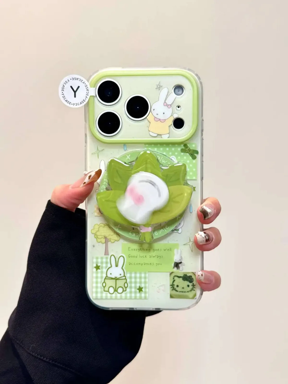 Miffy Green Leaf Charm Case Cute Kawaii Y2K for iPhone 17 16 15 14 13 Pro Max