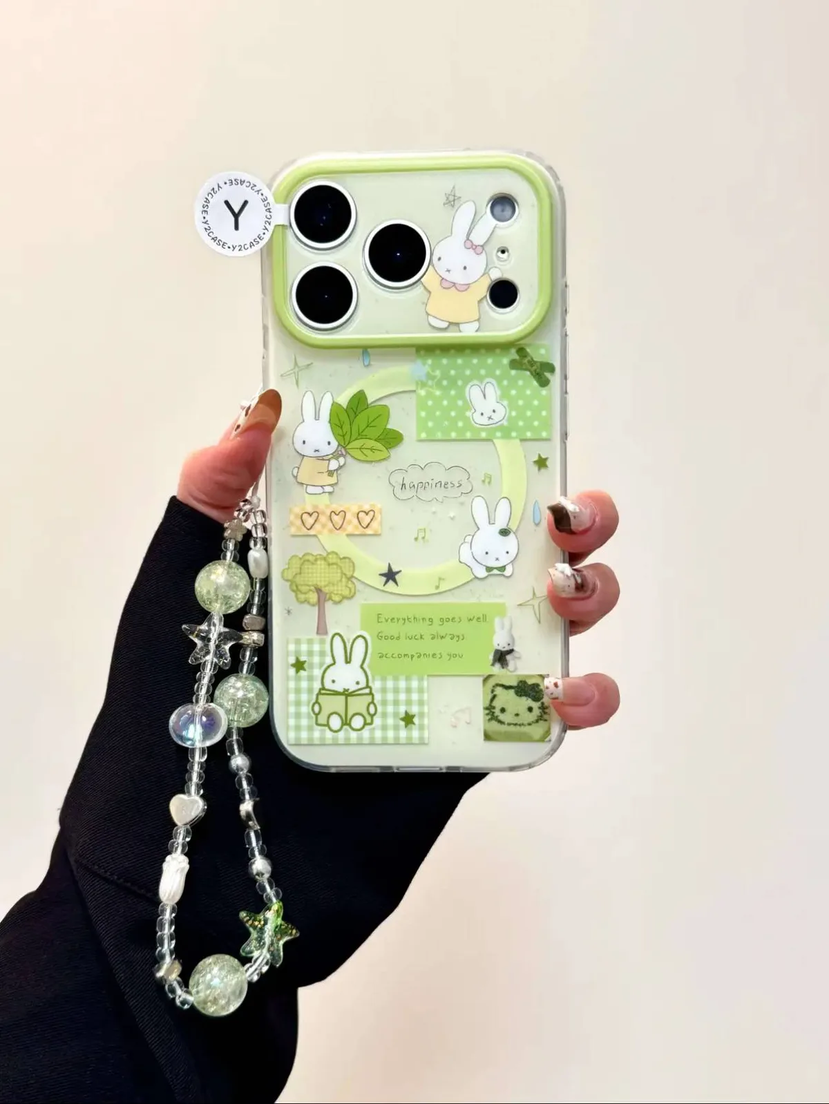 Miffy Green Leaf Charm Case Cute Kawaii Y2K for iPhone 17 16 15 14 13 Pro Max