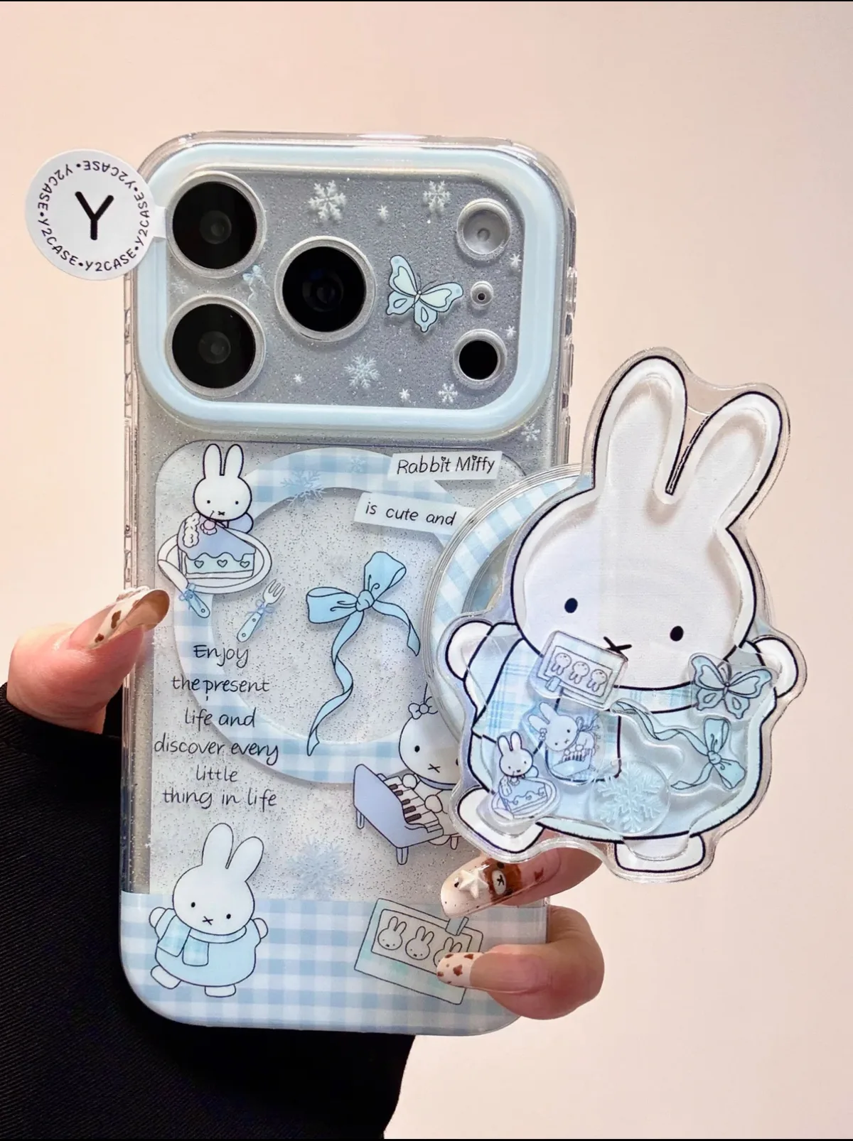 Miffy Bunny Clear Glitter Phone Case for iPhone 17 16 15 14 13 Pro Max