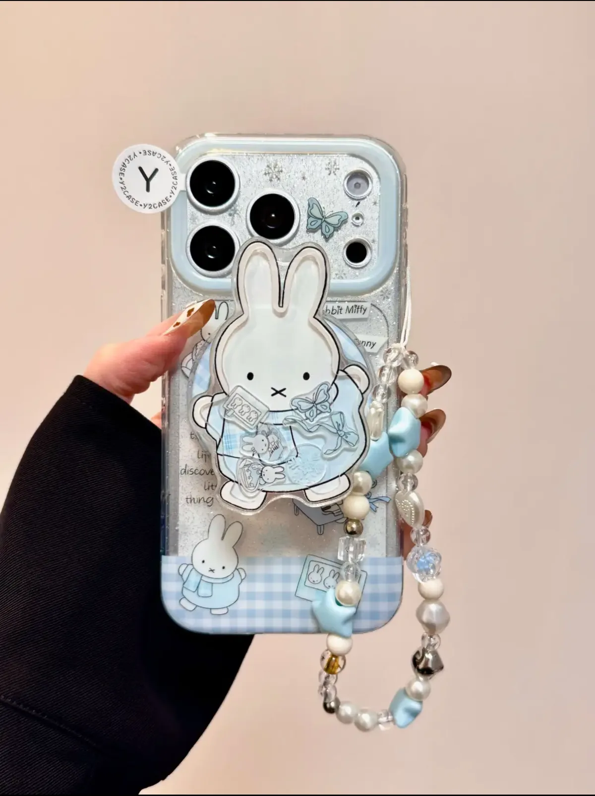 Miffy Bunny Clear Glitter Phone Case for iPhone 17 16 15 14 13 Pro Max — MagSafe