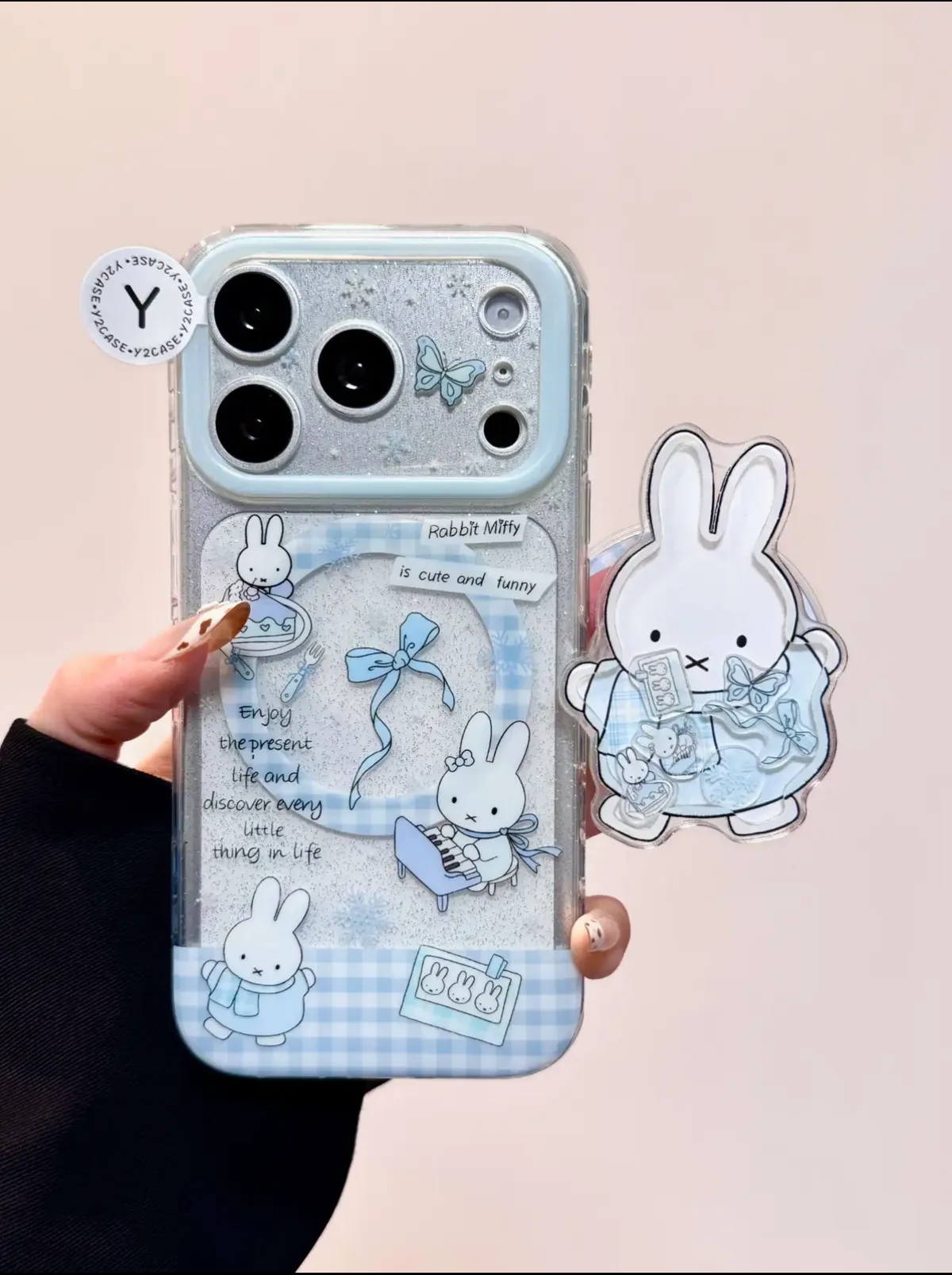 Miffy Bunny Clear Glitter Phone Case for iPhone 17 16 15 14 13 Pro Max — MagSafe