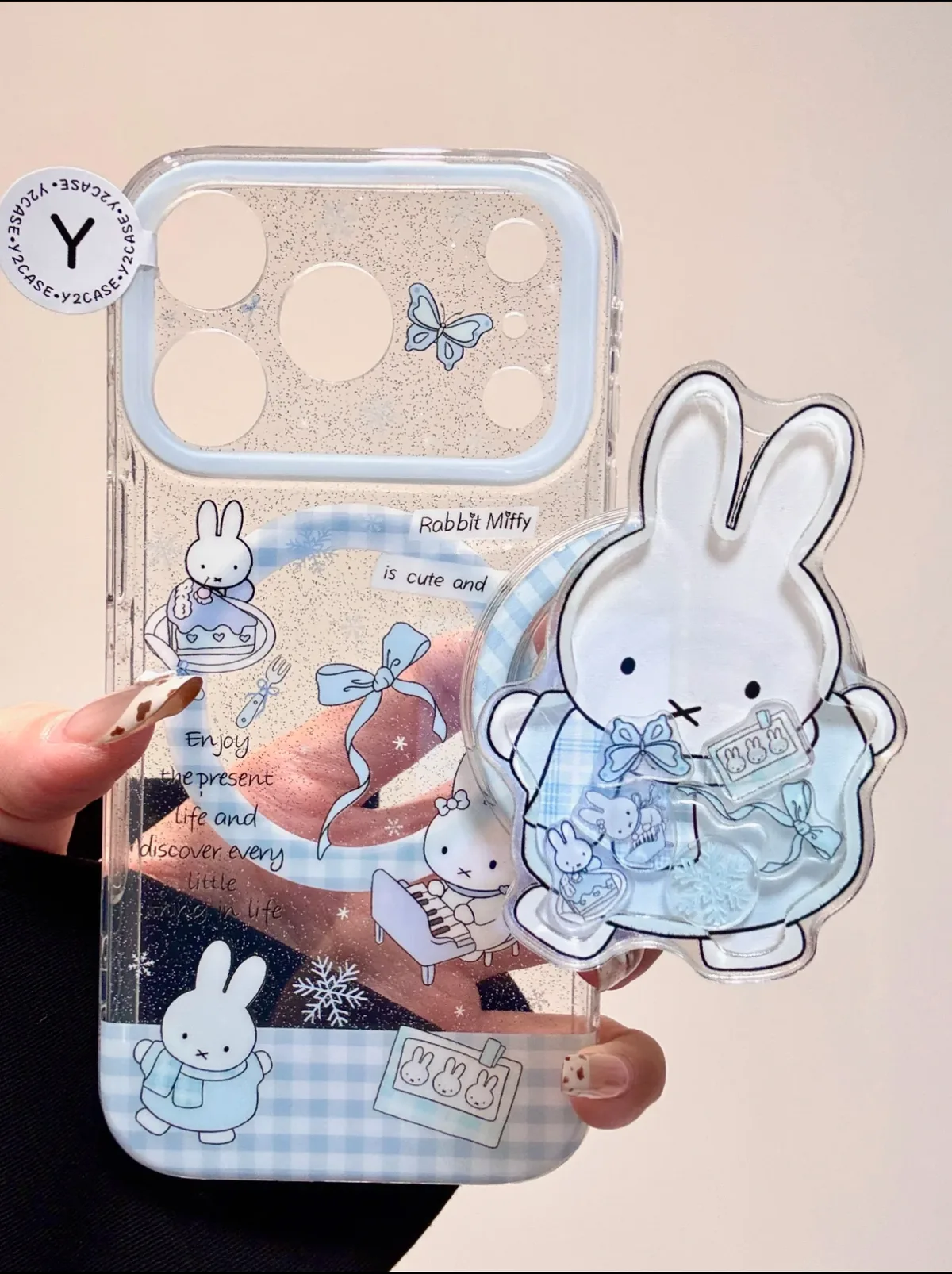 Miffy Bunny Clear Glitter Phone Case for iPhone 17 16 15 14 13 Pro Max — MagSafe