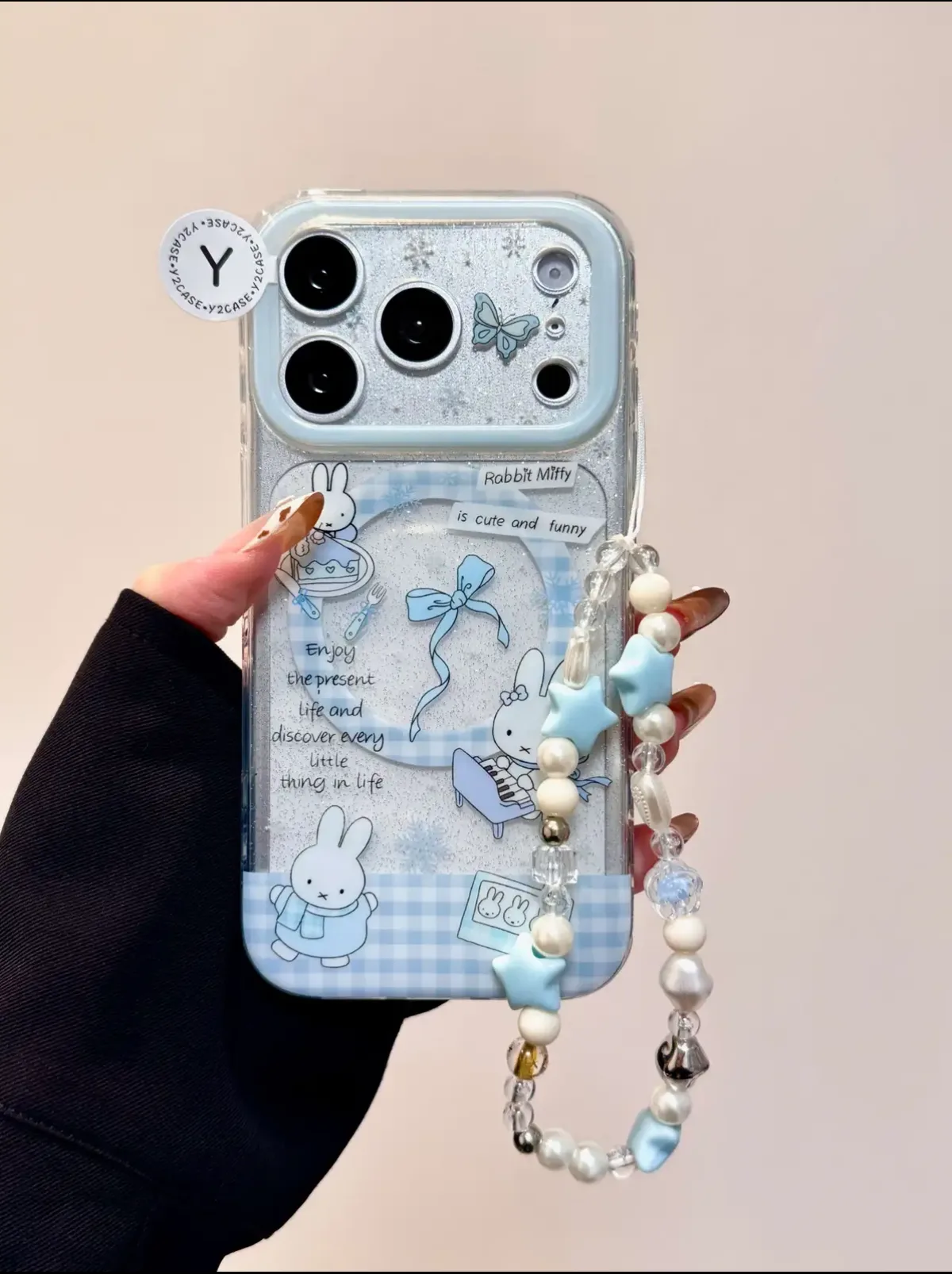 Miffy Bunny Clear Glitter Phone Case for iPhone 17 16 15 14 13 Pro Max — MagSafe