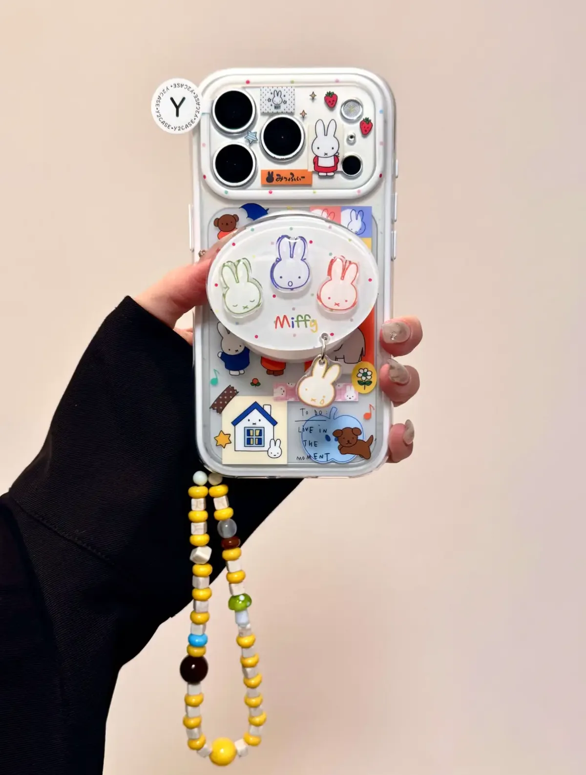 Miffy Kawaii Clear Phone Case + Pop Grip for iPhone 17 16 15 14 13 Pro Max — MagSafe