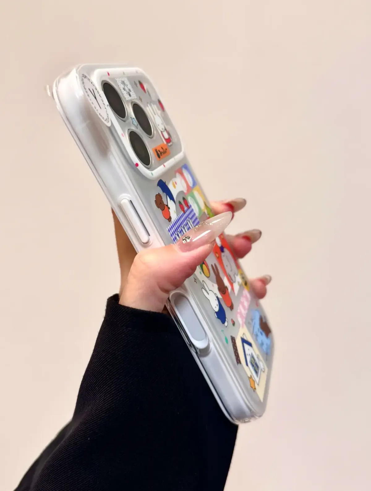Miffy Kawaii Clear Phone Case + Pop Grip for iPhone 17 16 15 14 13 Pro Max