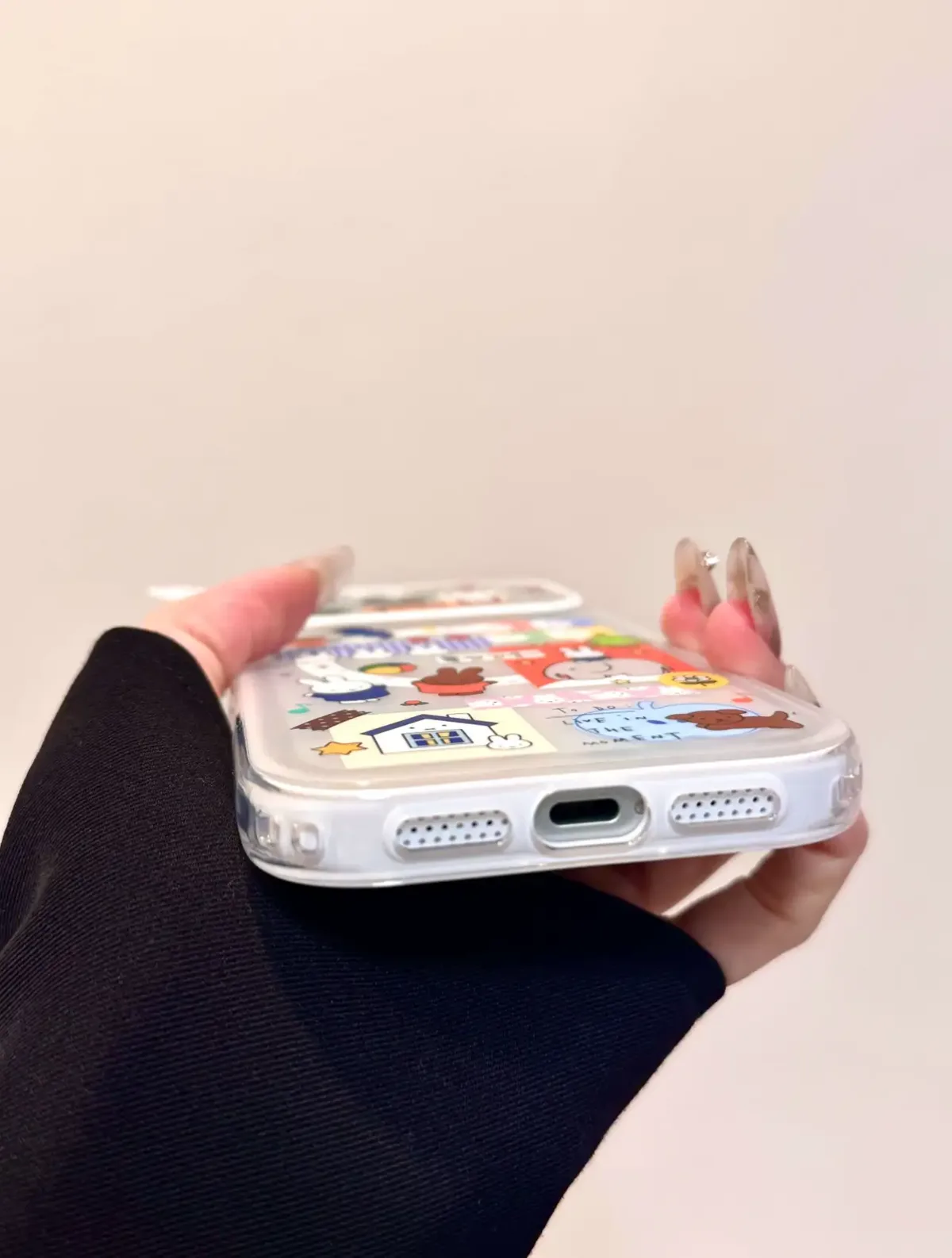 Miffy Kawaii Clear Phone Case + Pop Grip for iPhone 17 16 15 14 13 Pro Max