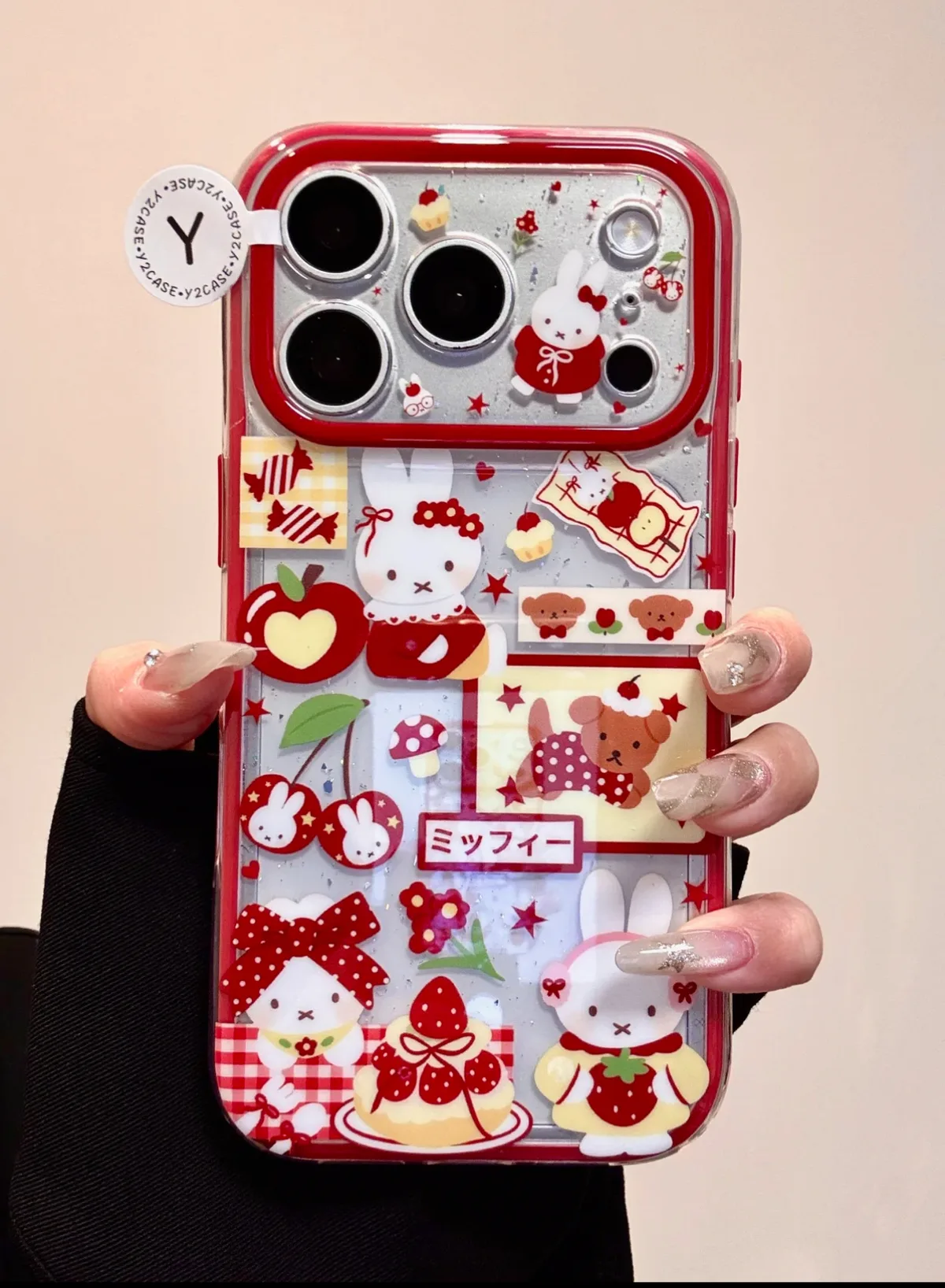 Miffy Strawberry Kawaii iPhone 17 16 15 14 13 Pro Max Cute Clear Case with Charm