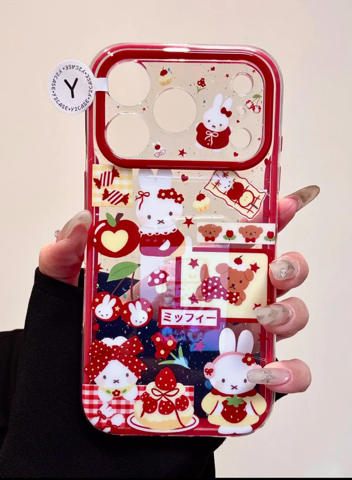 Miffy Strawberry Kawaii iPhone 17 16 15 14 13 Pro Max Cute Clear Case with Charm