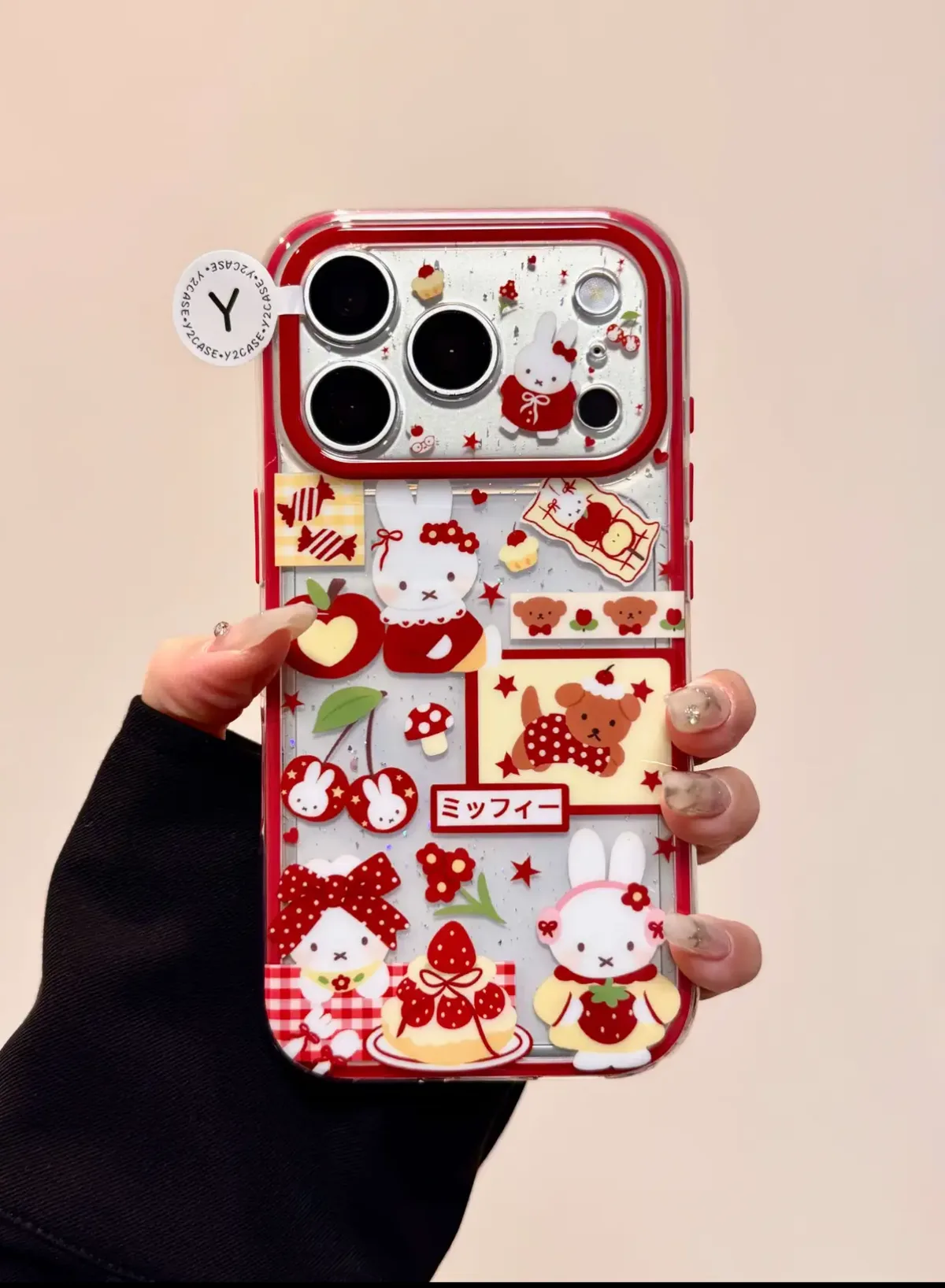 Miffy Strawberry Kawaii iPhone 17 16 15 14 13 Pro Max Cute Clear Case with Charm
