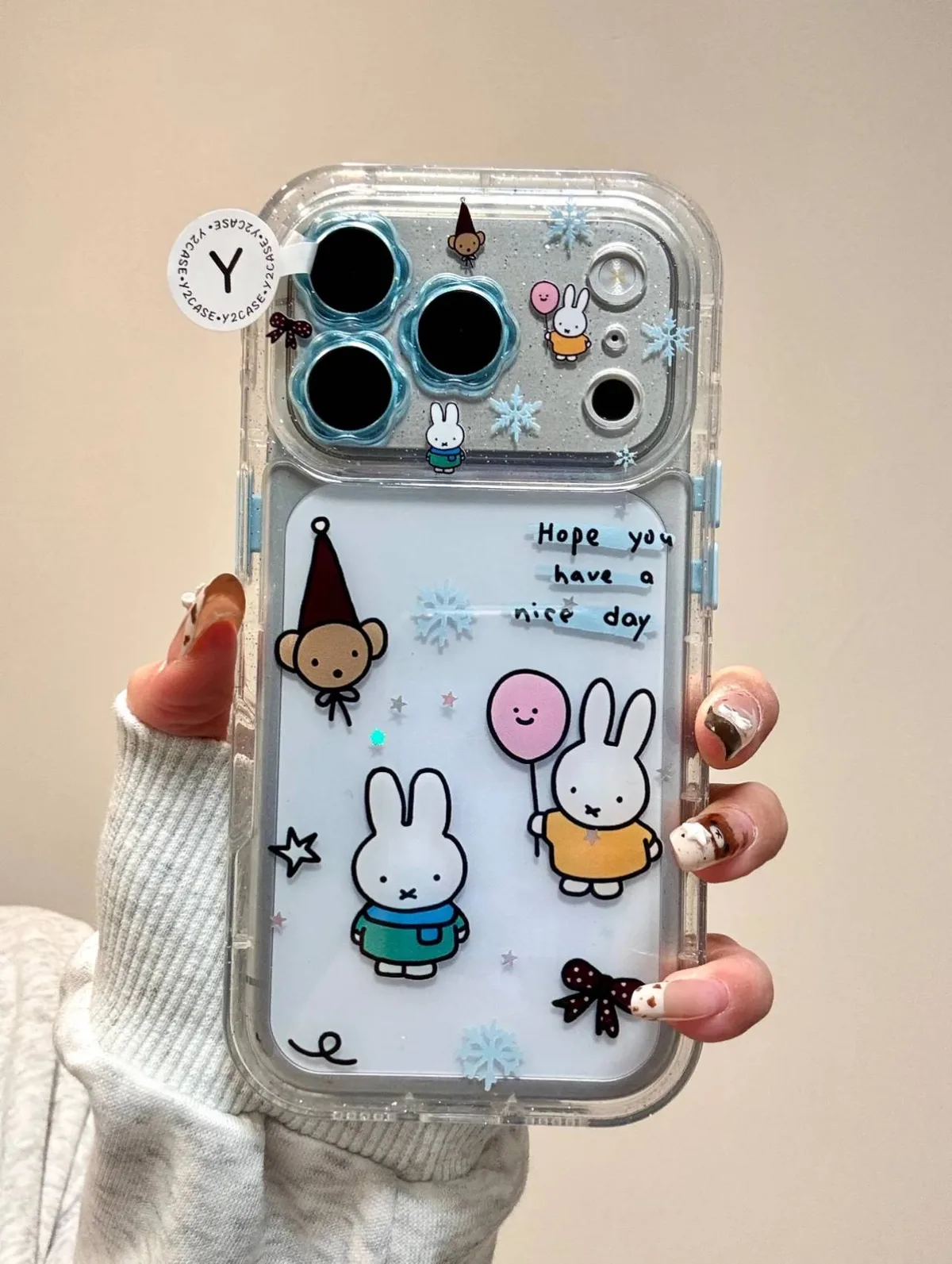 Miffy Clear Glitter Phone Case for iPhone 17 16 15 14 13 Pro Max | Cute Kawaii Y2K Bunny