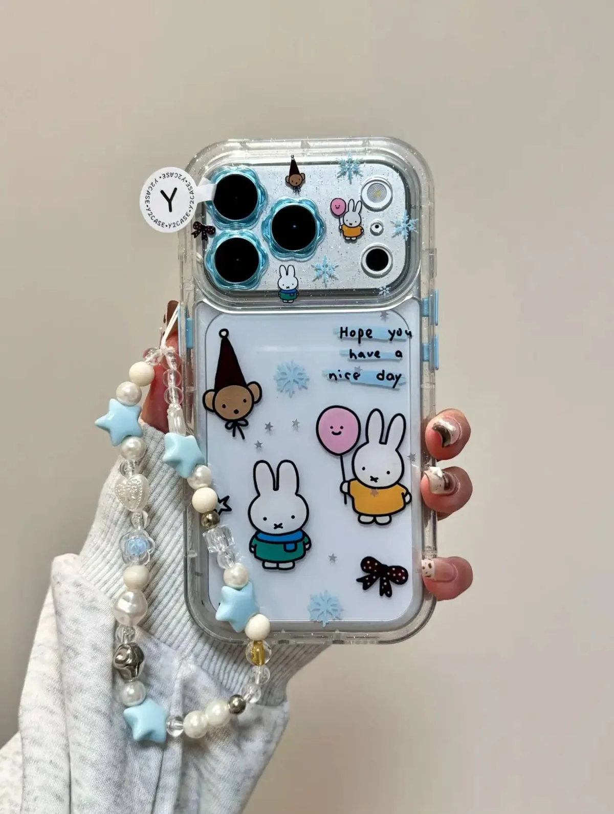 Miffy Clear Glitter Phone Case | Cute Kawaii Y2K Bunny for iPhone 17 16 15 14 13 Pro Max