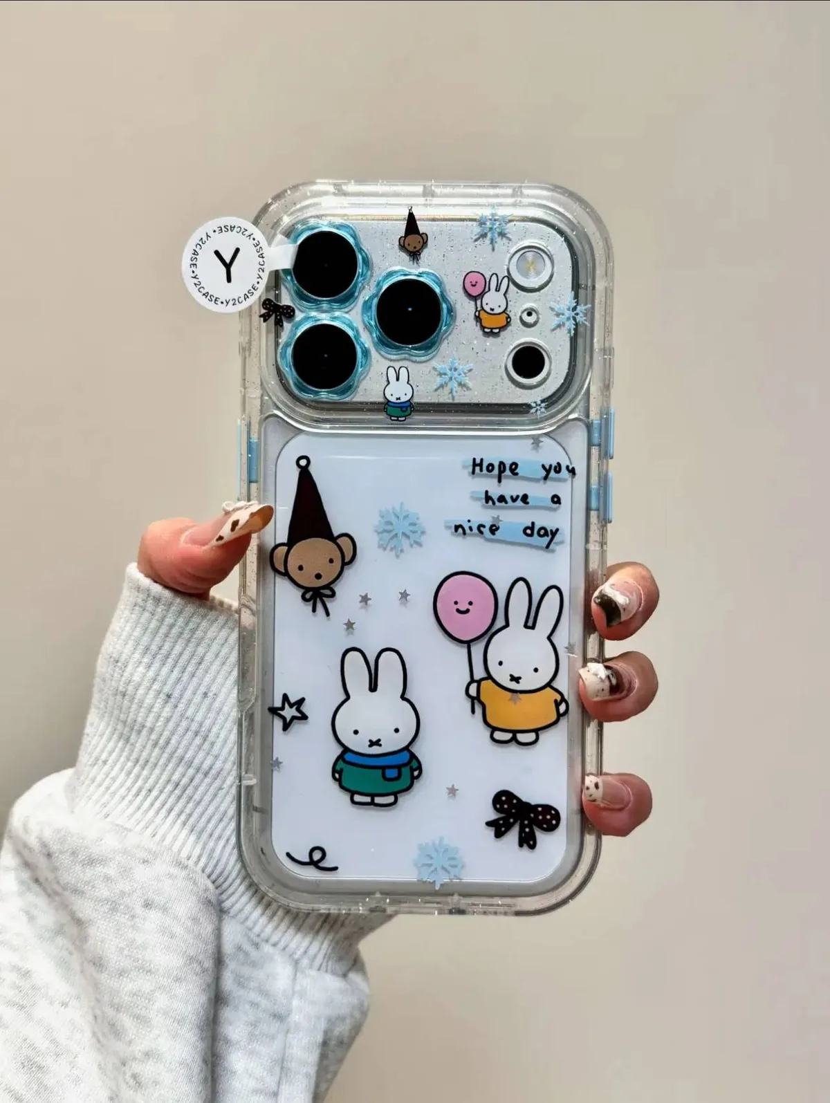 Miffy Clear Glitter Phone Case for iPhone 17 16 15 14 13 Pro Max | Cute Kawaii Y2K Bunny