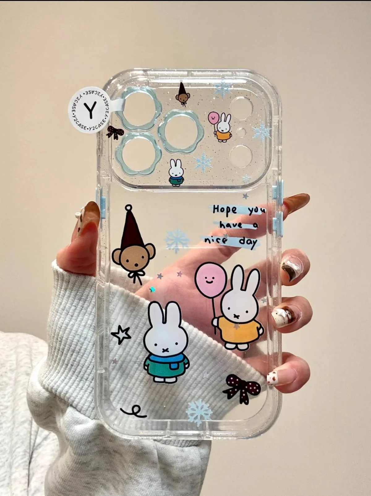 Miffy Clear Glitter Phone Case for iPhone 17 16 15 14 13 Pro Max | Cute Kawaii Y2K Bunny