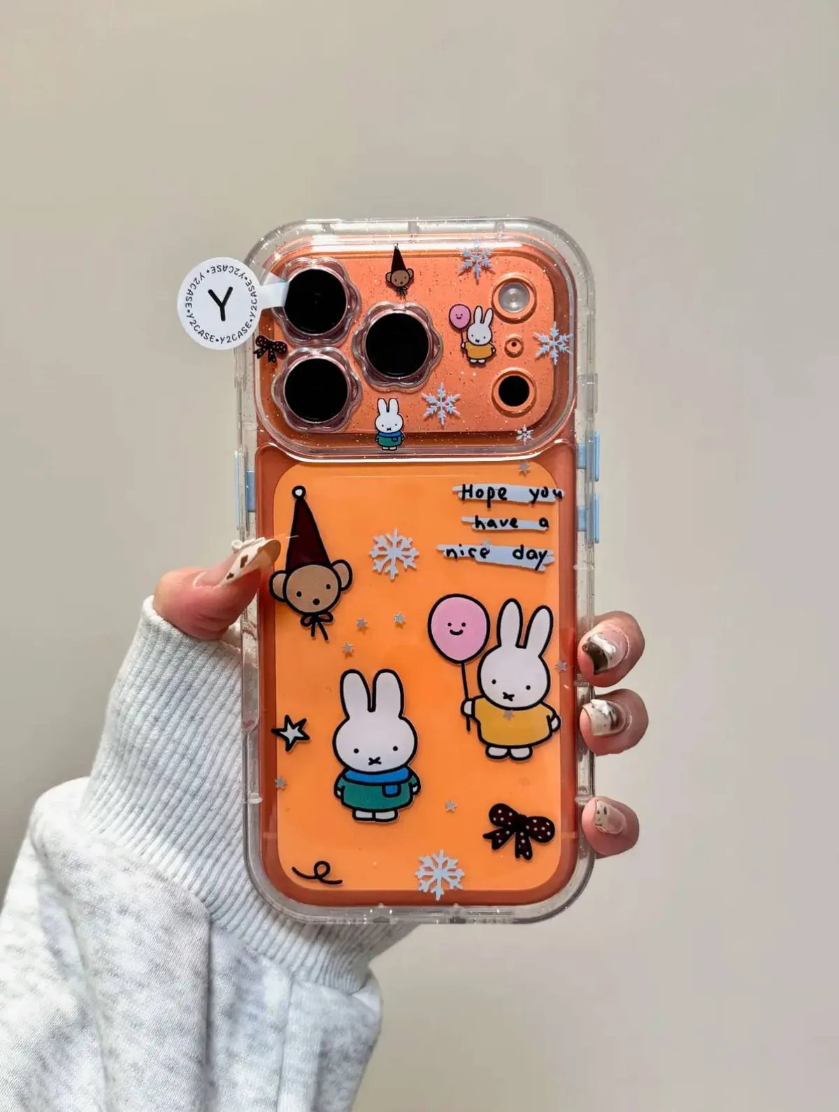 Miffy Clear Glitter Phone Case for iPhone 17 16 15 14 13 Pro Max | Cute Kawaii Y2K Bunny