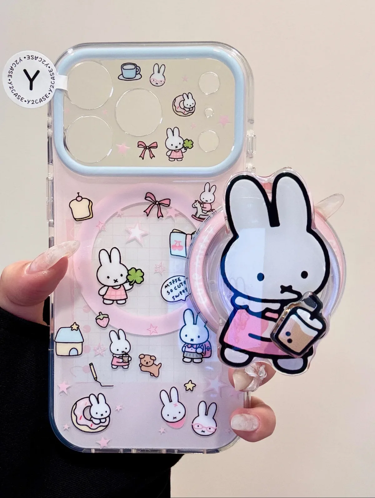 Miffy Kawaii Clear MagSafe iPhone 17 16 15 14 13 Pro Max Case with Ring Stand