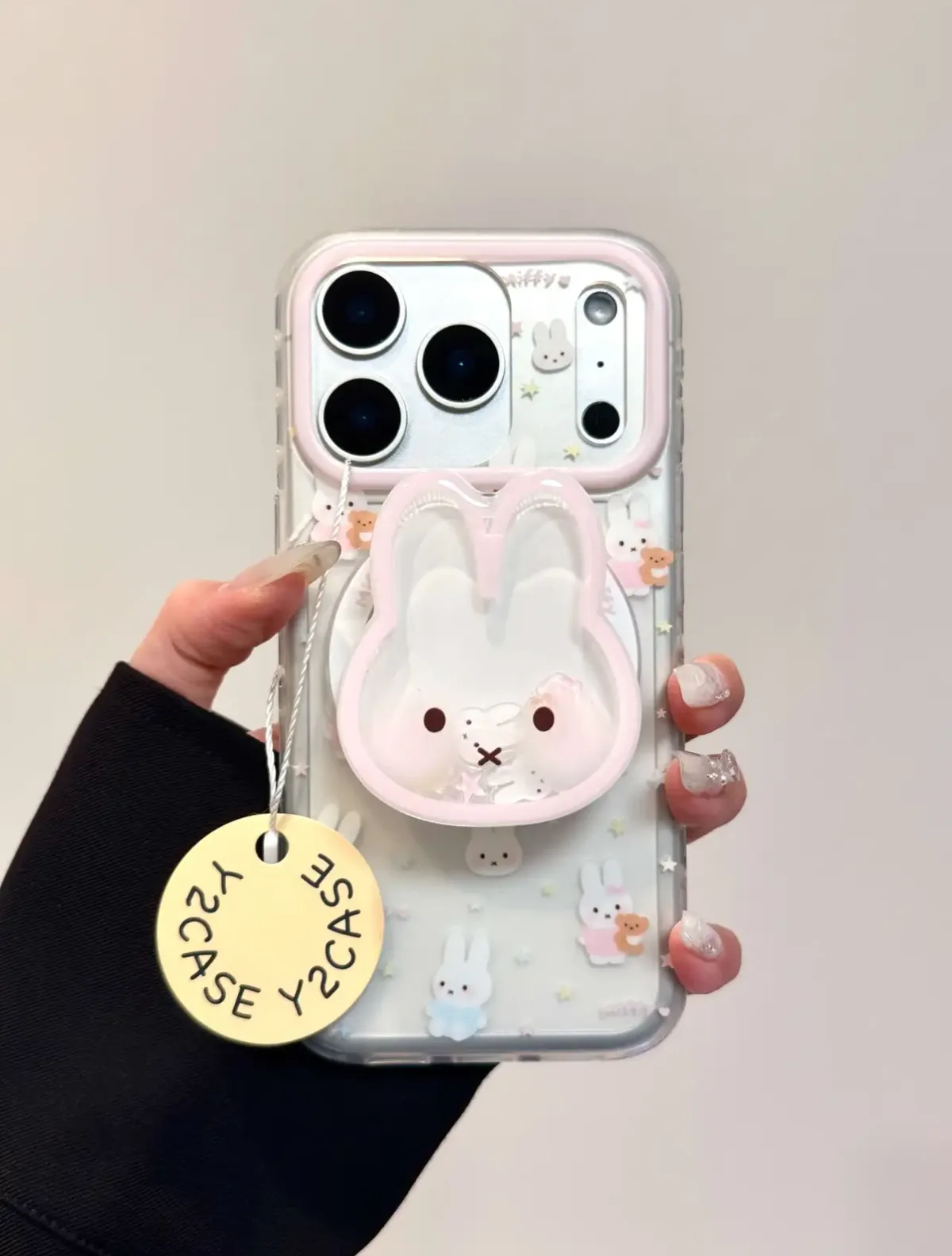 Miffy Kawaii Clear Case with 3D Bunny Grip for iPhone 17 16 15 14 13 Pro Max — MagSafe
