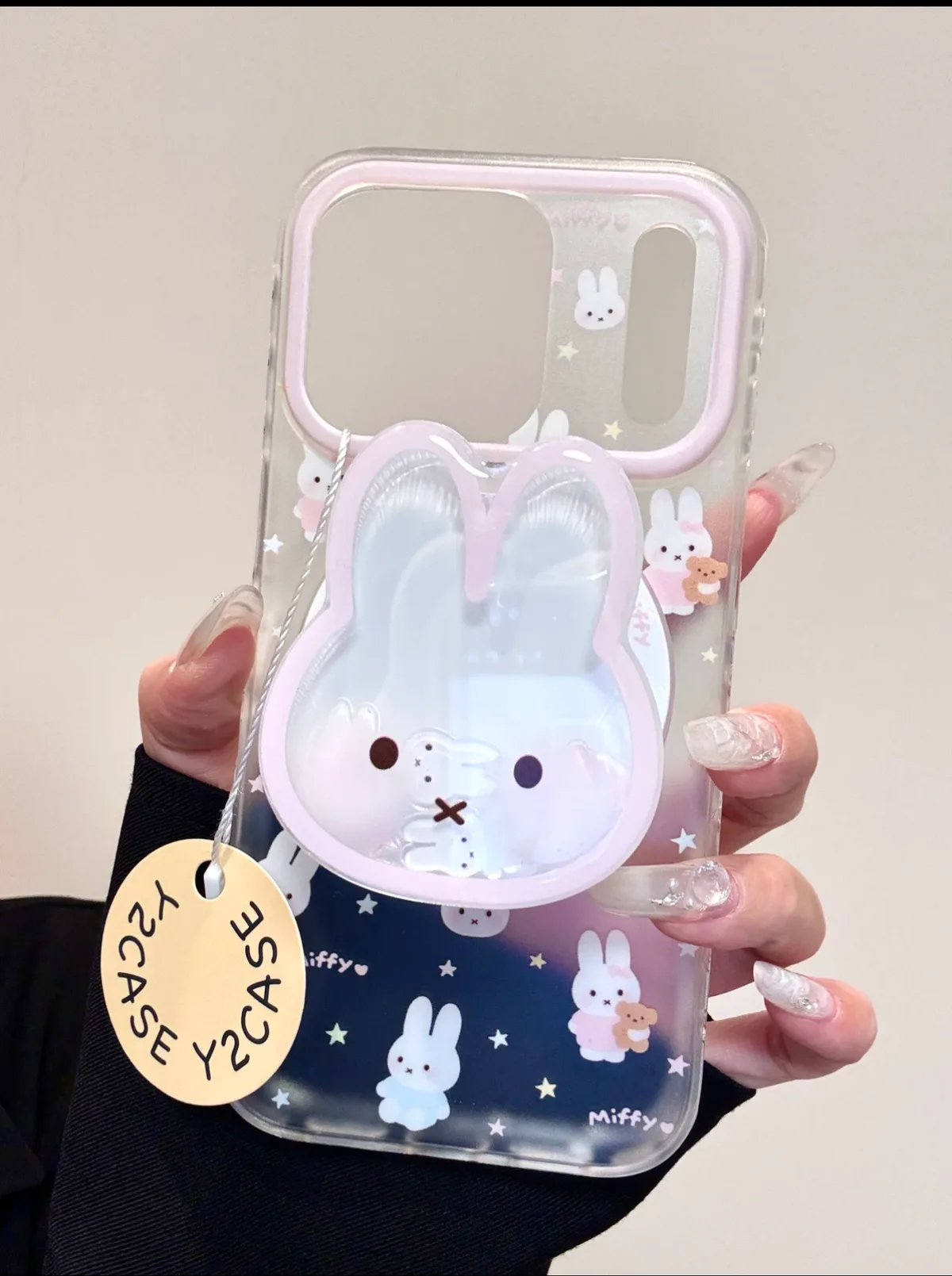 Miffy Kawaii Clear Case with 3D Bunny Grip for iPhone 17 16 15 14 13 Pro Max — MagSafe