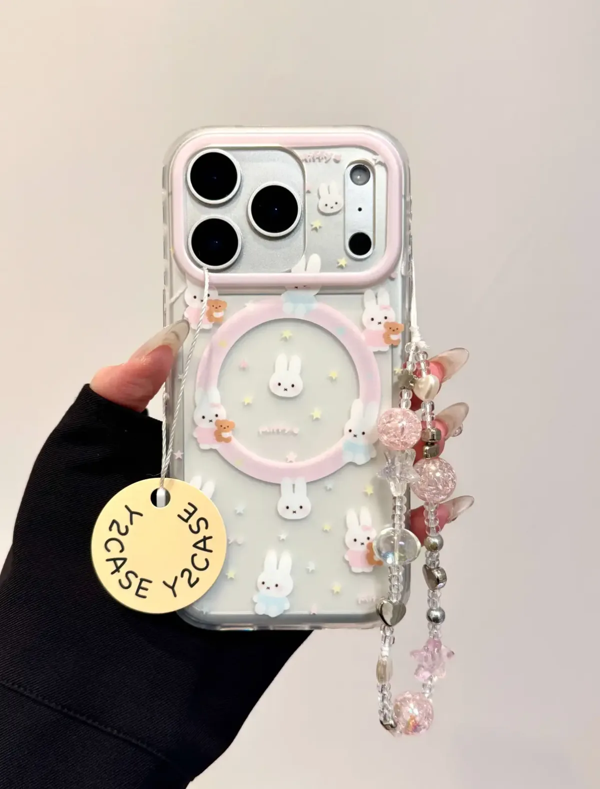 Miffy Kawaii Clear Case with 3D Bunny Grip for iPhone 17 16 15 14 13 Pro Max — MagSafe
