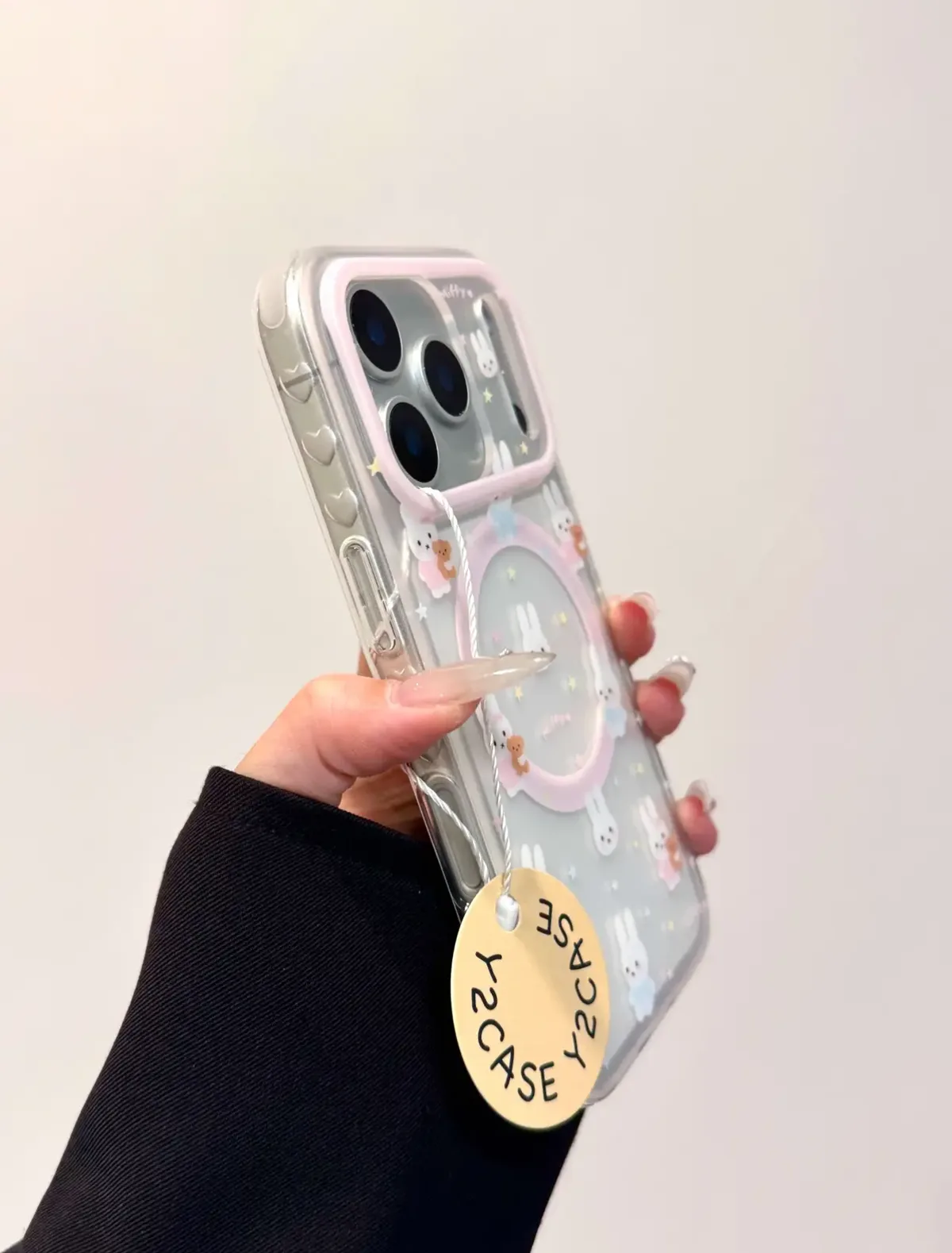 Miffy Kawaii Clear iPhone 17 16 15 14 13 Pro Max Case with 3D Bunny Grip