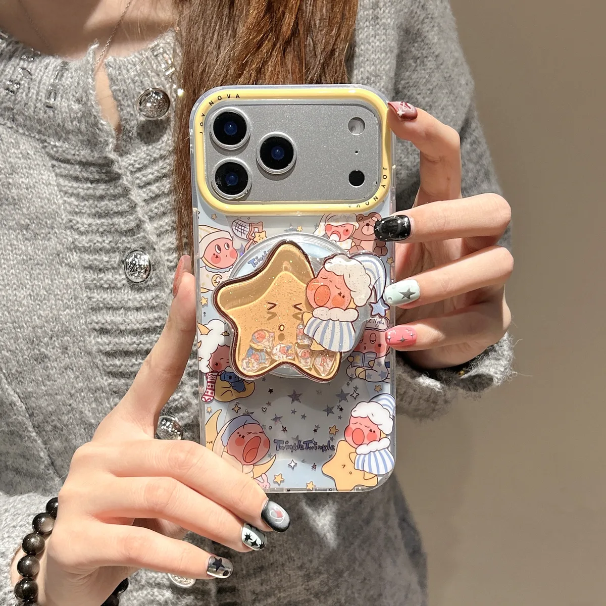 Twinkle Twinkle Star Clear Phone Case with Ring Stand for iPhone 17 16 15 14 13 Pro Max