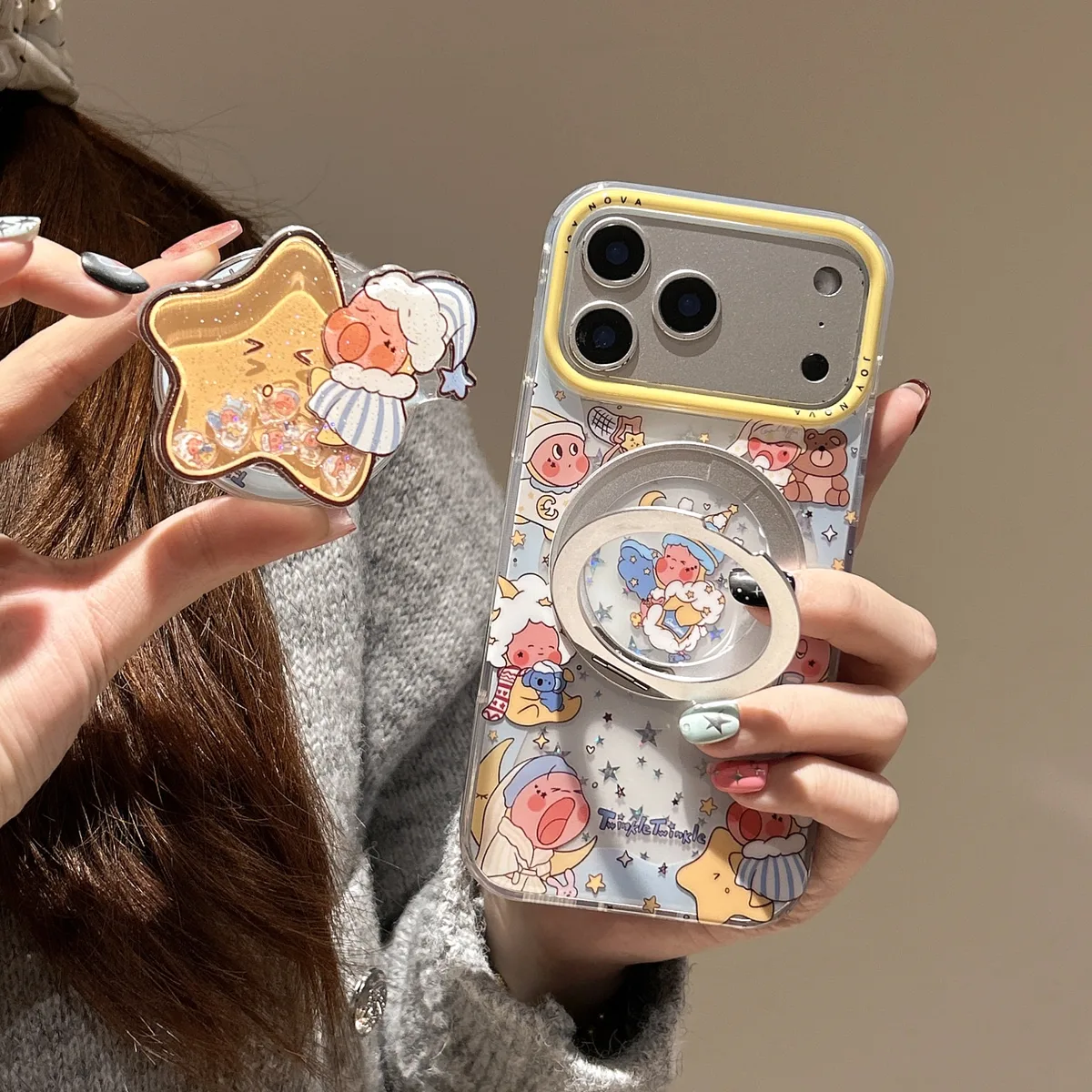 Twinkle Twinkle Star Clear Phone Case with Ring Stand for iPhone 17 16 15 14 13 Pro Max — MagSafe