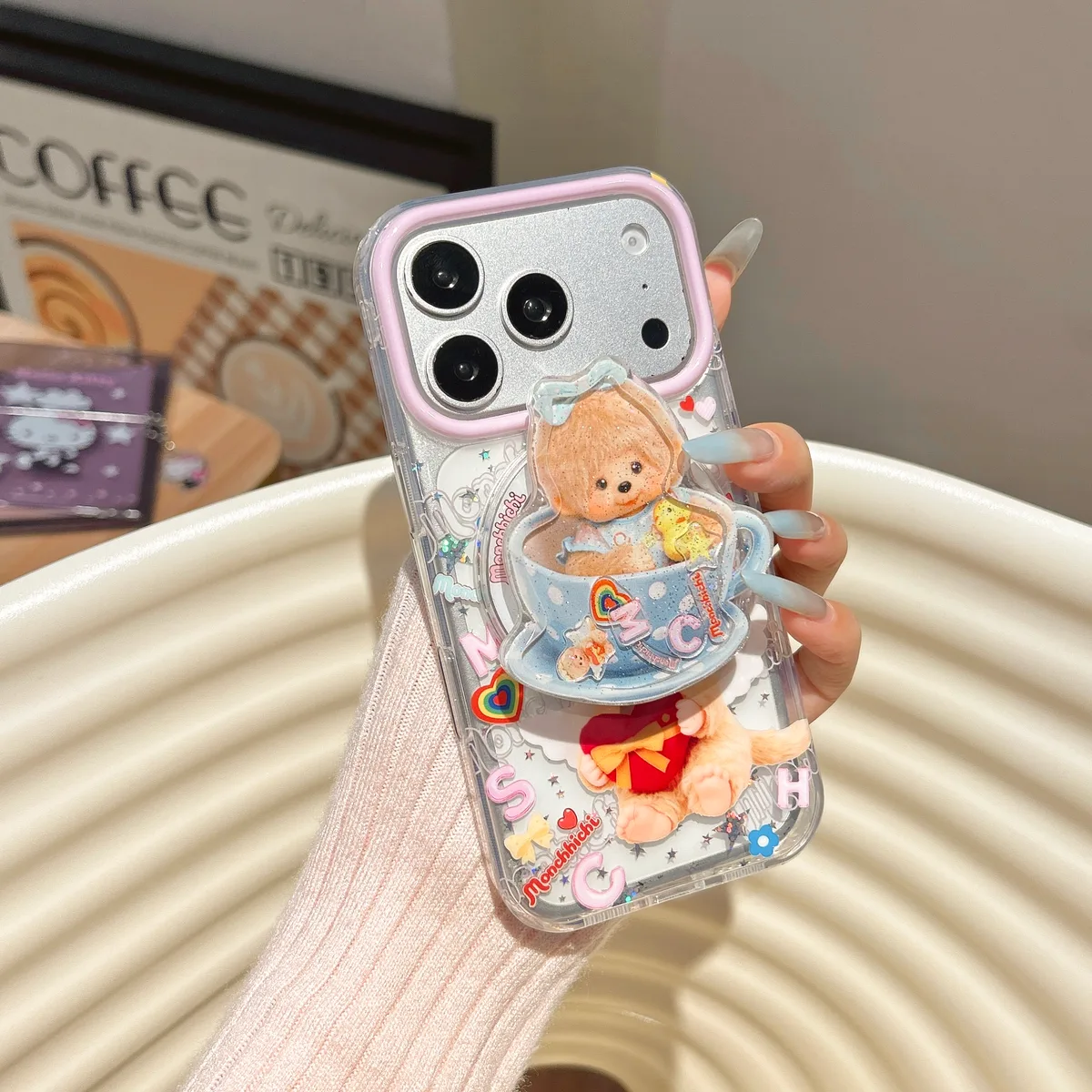 Monchhichi Cute Angel iPhone 17 16 15 14 13 Pro Max Clear 3D Phone Case