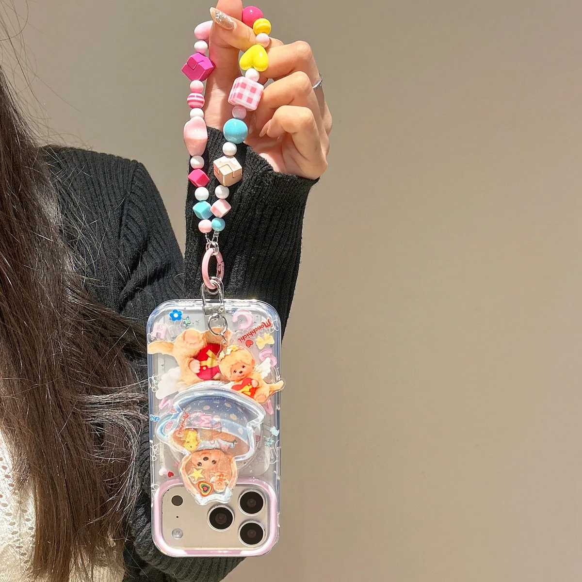Monchhichi Cute Angel iPhone 17 16 15 14 13 Pro Max Clear 3D Phone Case