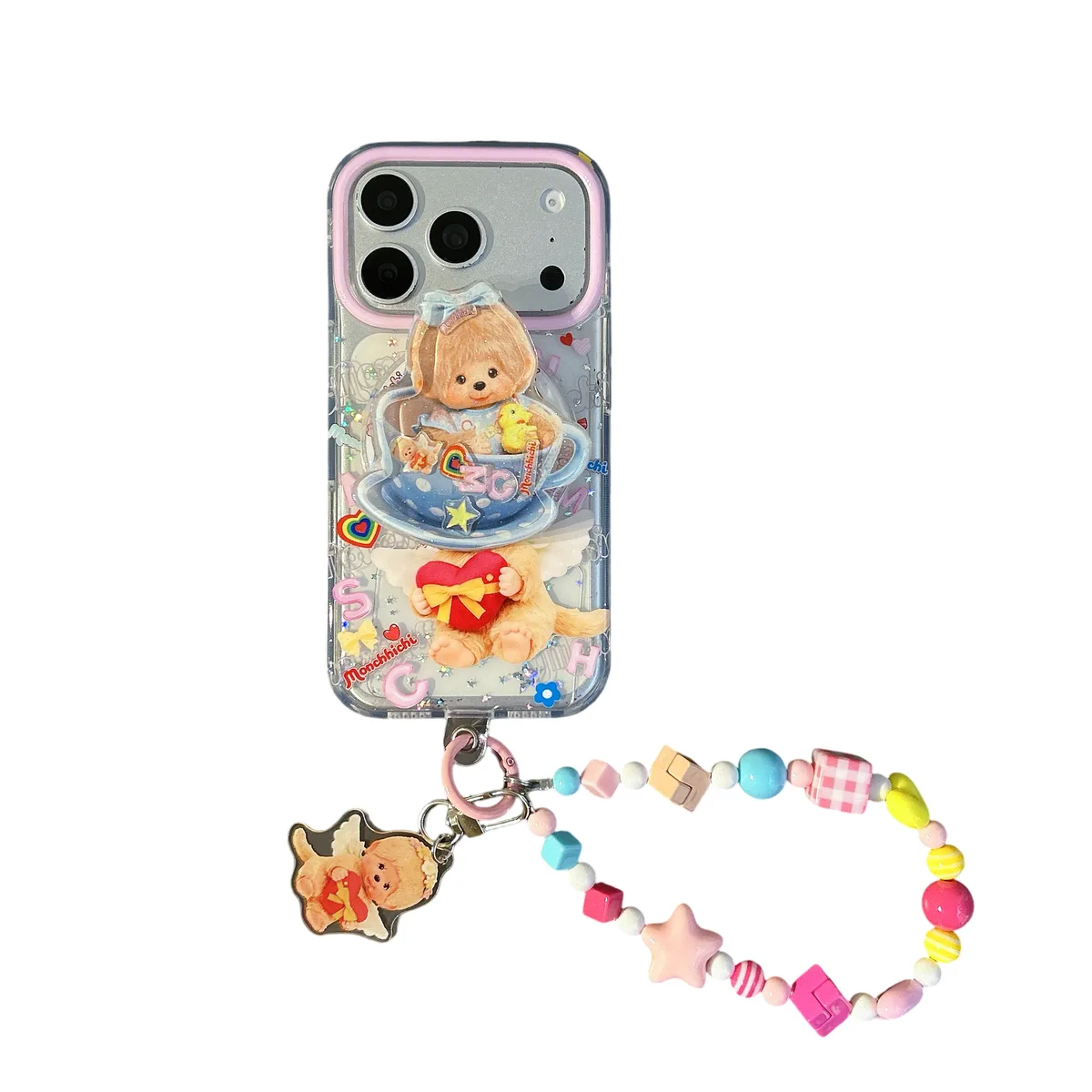 Monchhichi Cute Angel iPhone 17 16 15 14 13 Pro Max Clear 3D Phone Case
