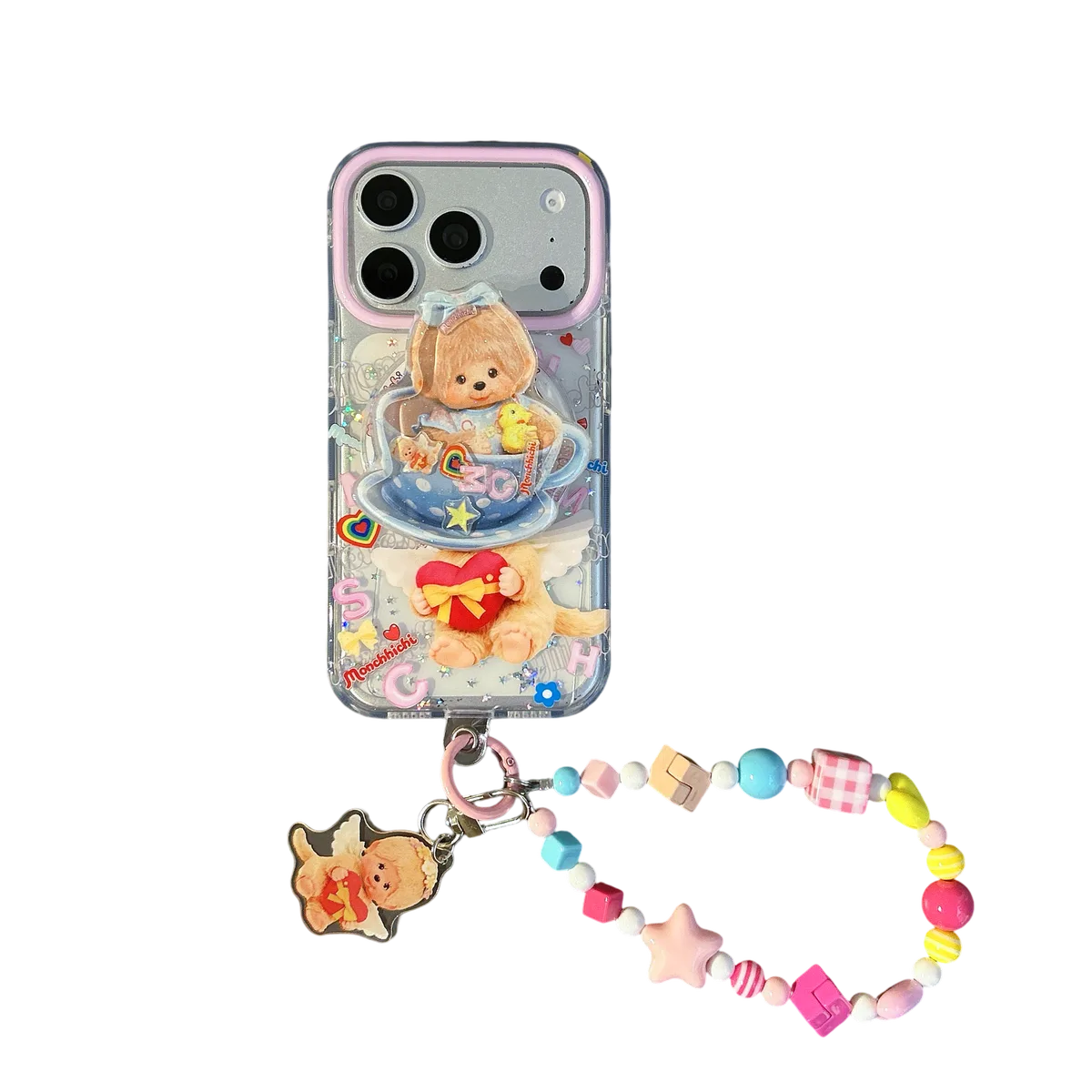 Monchhichi Cute Angel iPhone 17 16 15 14 13 Pro Max Clear 3D Phone Case