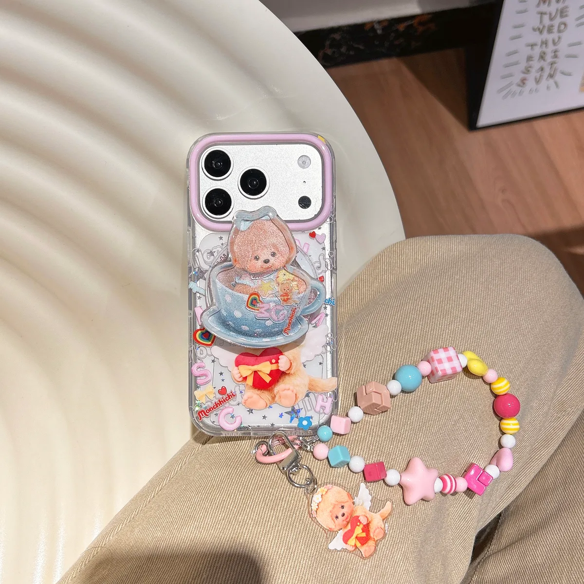 Monchhichi Cute Angel iPhone 17 16 15 14 13 Pro Max Clear 3D Phone Case
