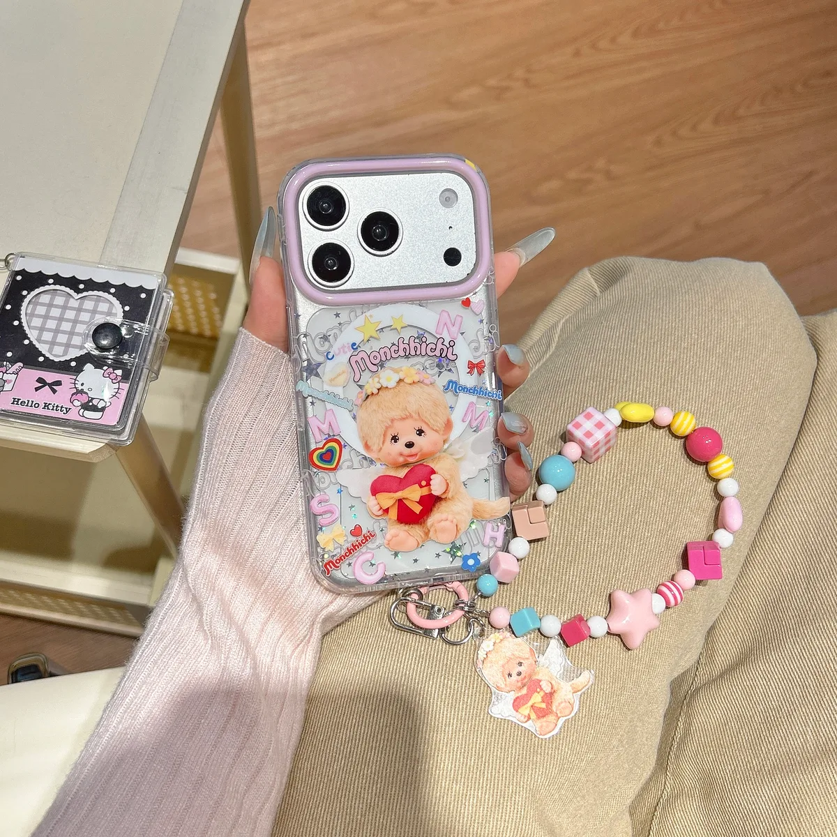 Monchhichi Cute Angel iPhone 17 16 15 14 13 Pro Max Clear 3D Phone Case
