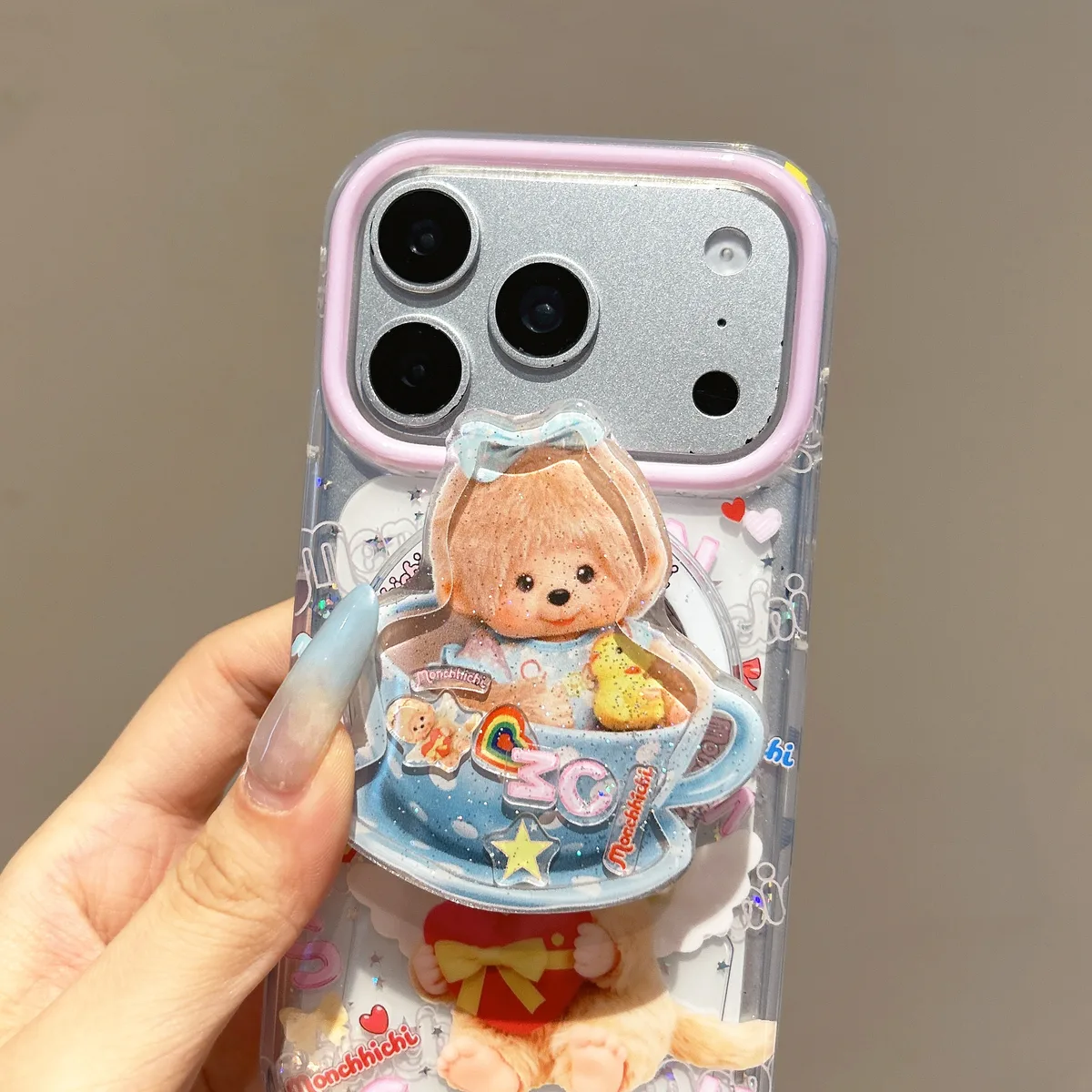Monchhichi Cute Angel iPhone 17 16 15 14 13 Pro Max Clear 3D Phone Case