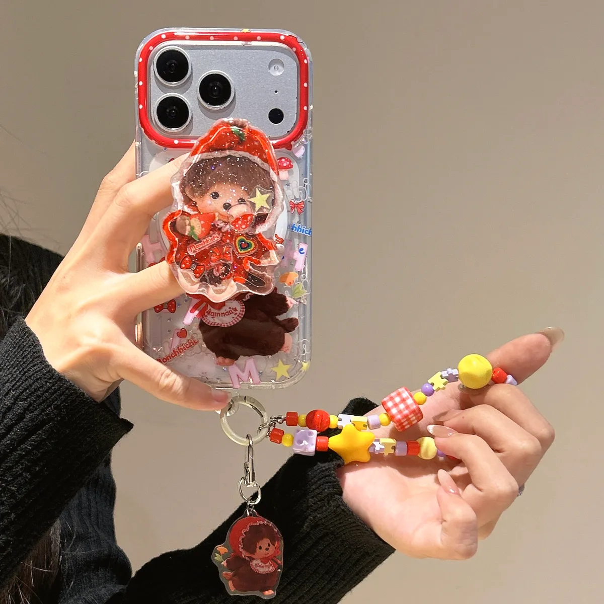 Monchhichi Cute Doll iPhone 17 16 15 14 13 Pro Max Clear Charm Phone Case