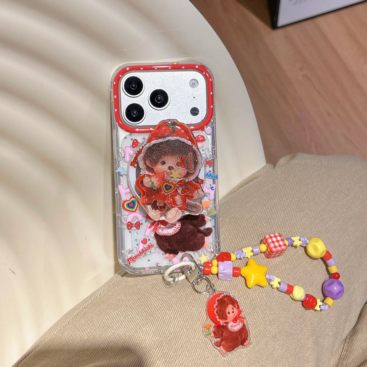 Monchhichi Cute Doll iPhone 17 16 15 14 13 Pro Max Clear Charm Phone Case