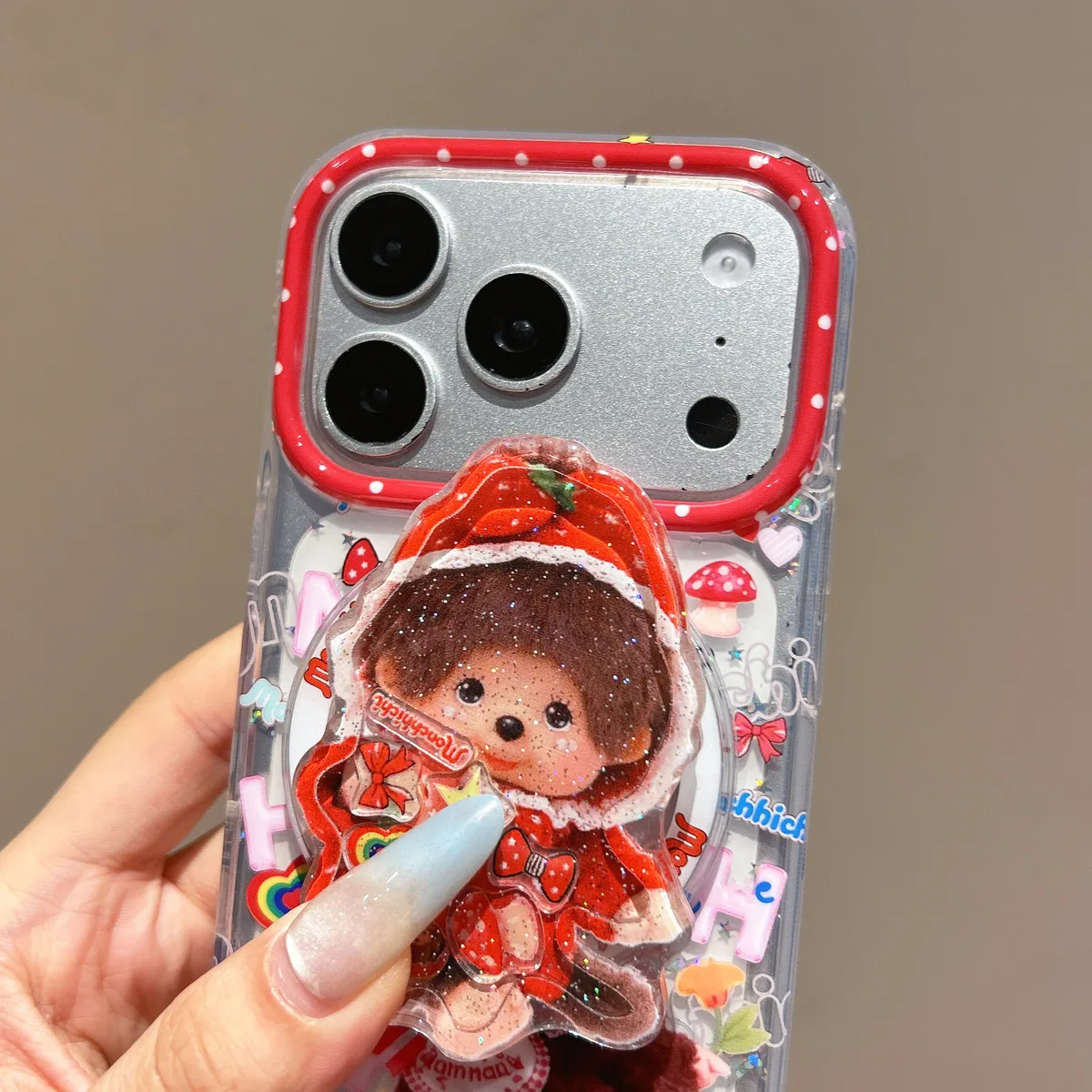 Monchhichi Cute Doll iPhone 17 16 15 14 13 Pro Max Clear Charm Phone Case