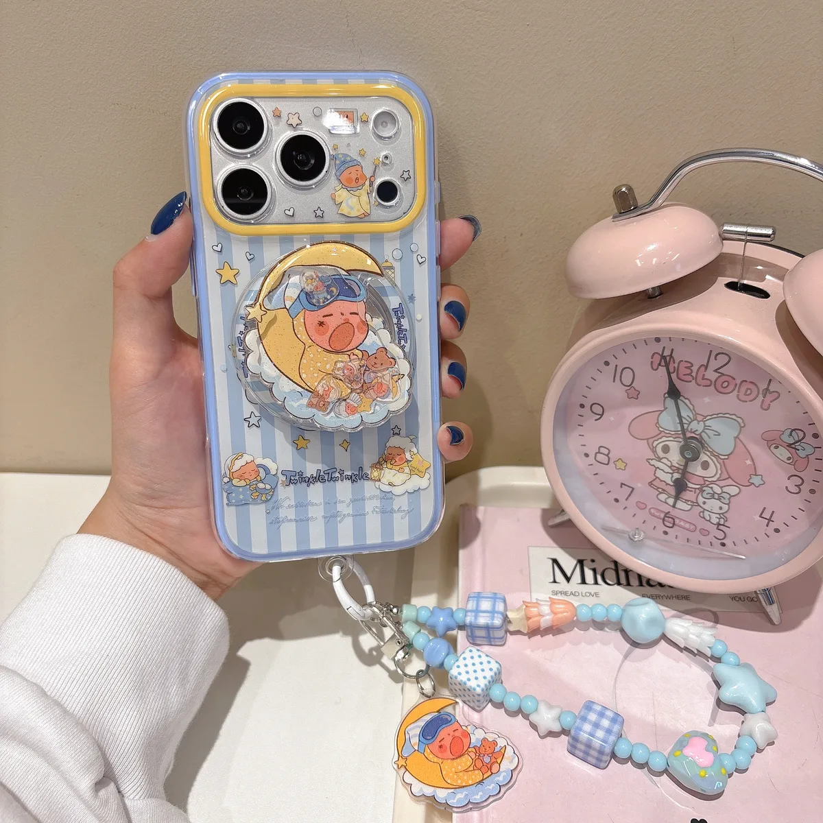 Y2K Kawaii Dreamy Moon Baby Phone Charm Case for iPhone 17 16 15 14 13 Pro Max