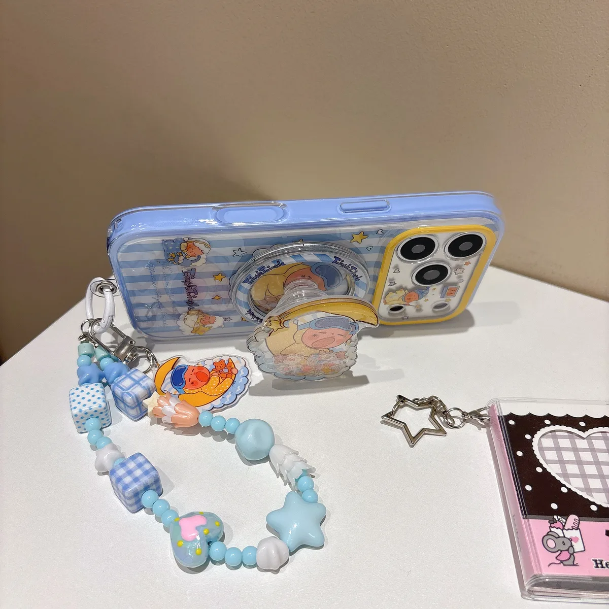 Y2K Kawaii Dreamy Moon Baby Phone Charm Case for iPhone 17 16 15 14 13 Pro Max