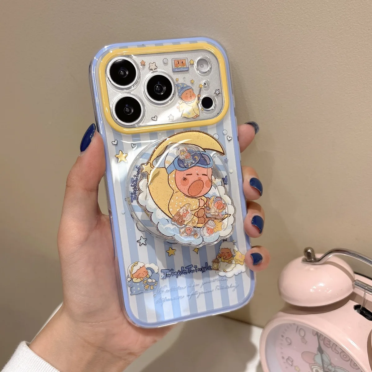 Y2K Kawaii Dreamy Moon Baby Phone Charm Case for iPhone 17 16 15 14 13 Pro Max