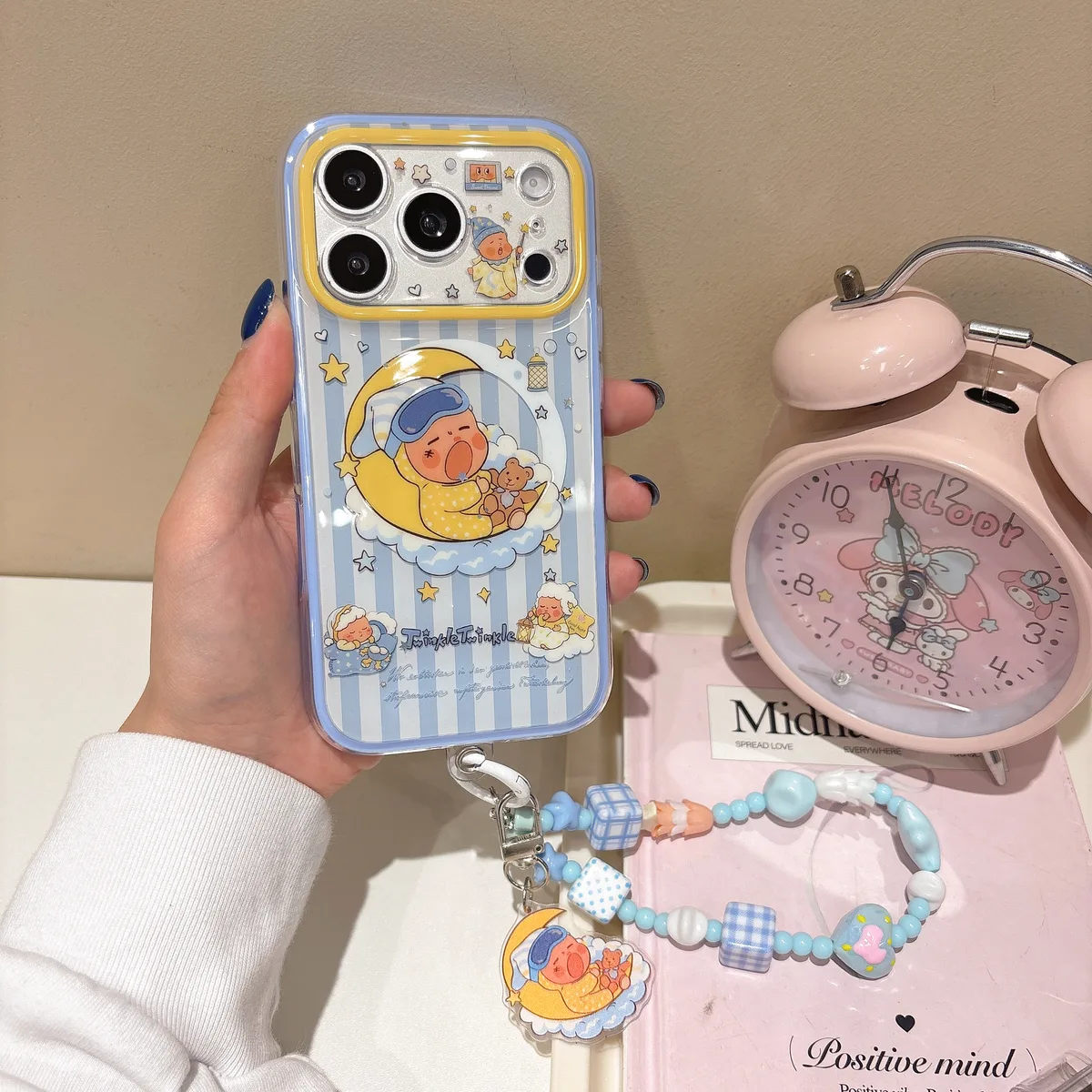 Y2K Kawaii Dreamy Moon Baby Phone Charm Case for iPhone 17 16 15 14 13 Pro Max