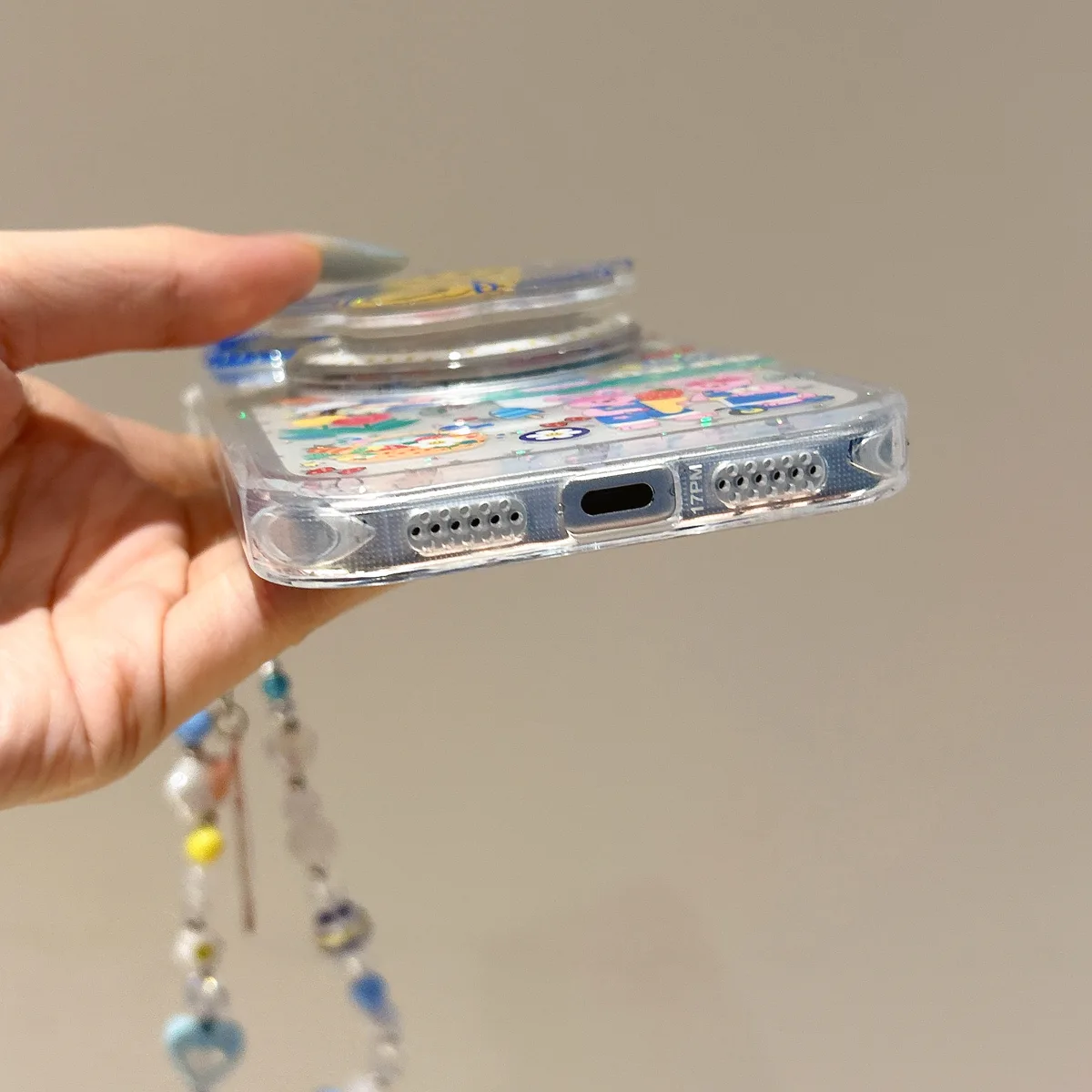 Y2K Kawaii Clear Daisy Grip Phone Case for iPhone 17 16 15 14 13 Pro Max