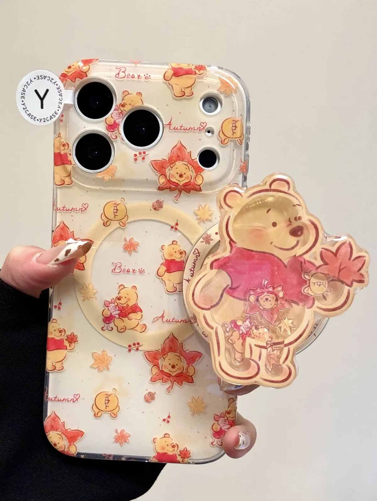 Winnie the Pooh Kawaii Autumn Bear Clear Phone Case for iPhone 17 16 15 14 13 Pro Max — MagSafe