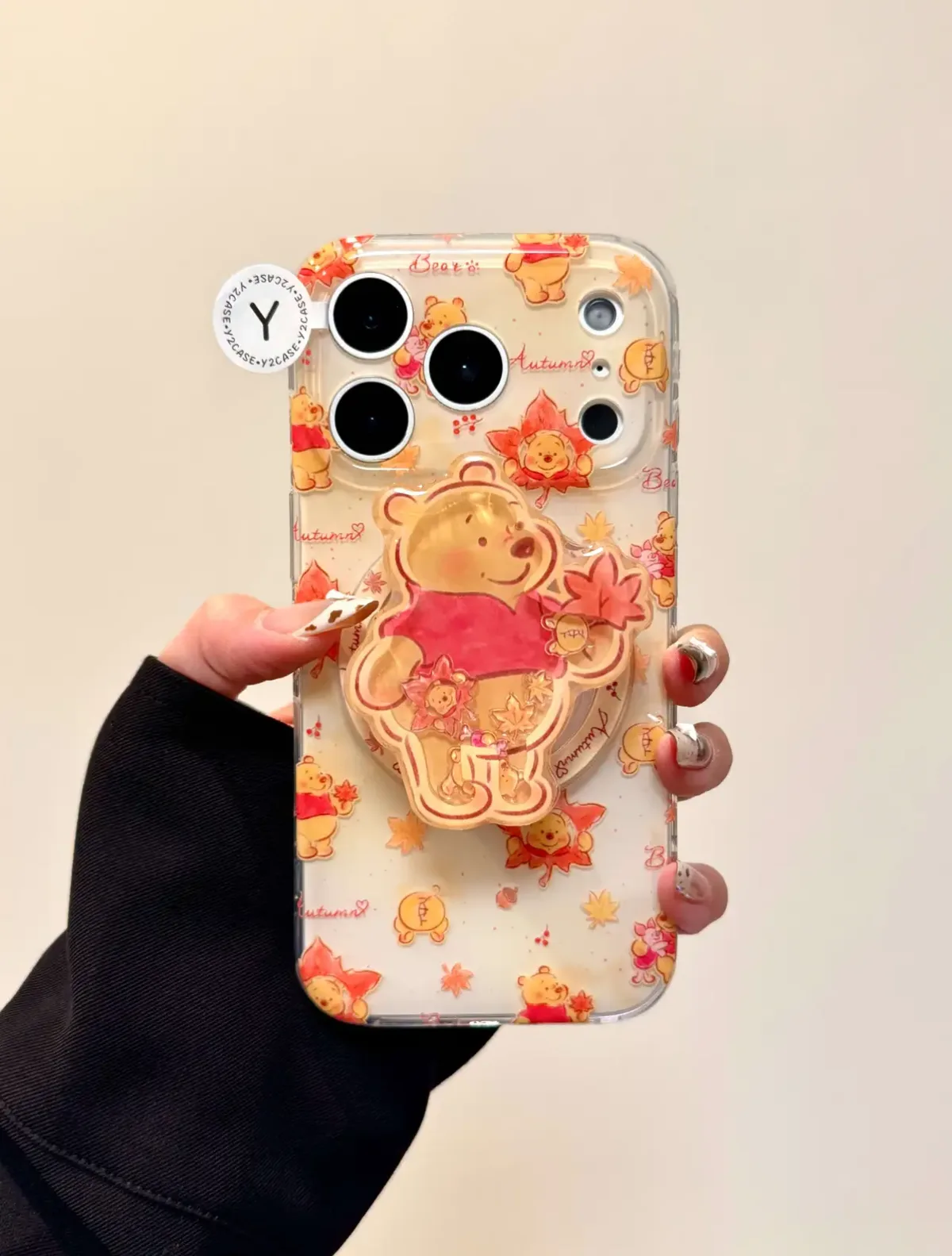 Winnie the Pooh Kawaii Autumn Bear Clear Phone Case for iPhone 17 16 15 14 13 Pro Max — MagSafe